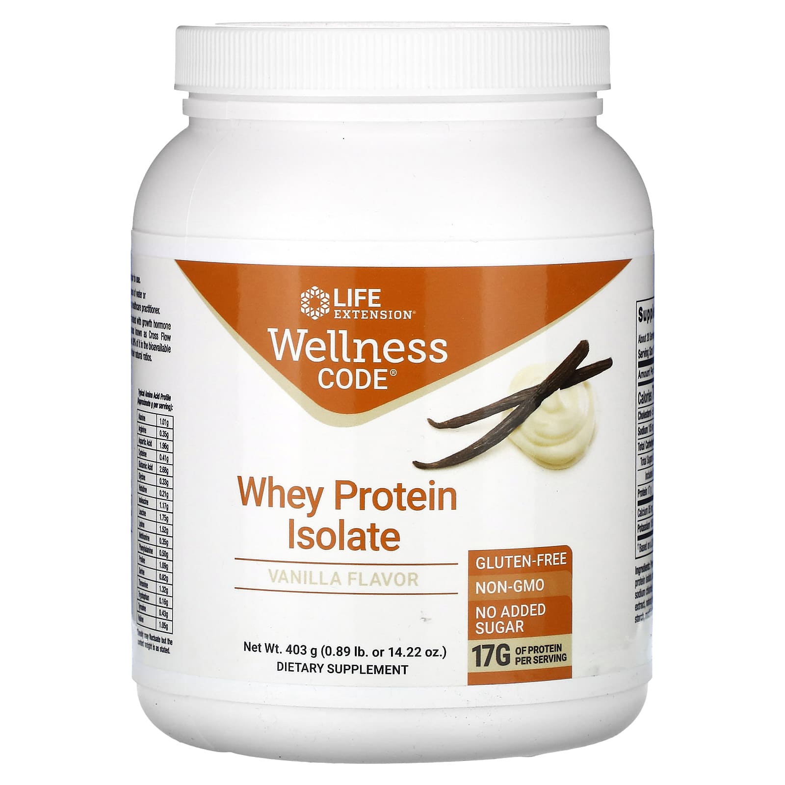 Life Extension, Wellness Code, Whey Protein Isolate, Vanilla, 0.89 lb (403 g) - B07DBBYRR8
