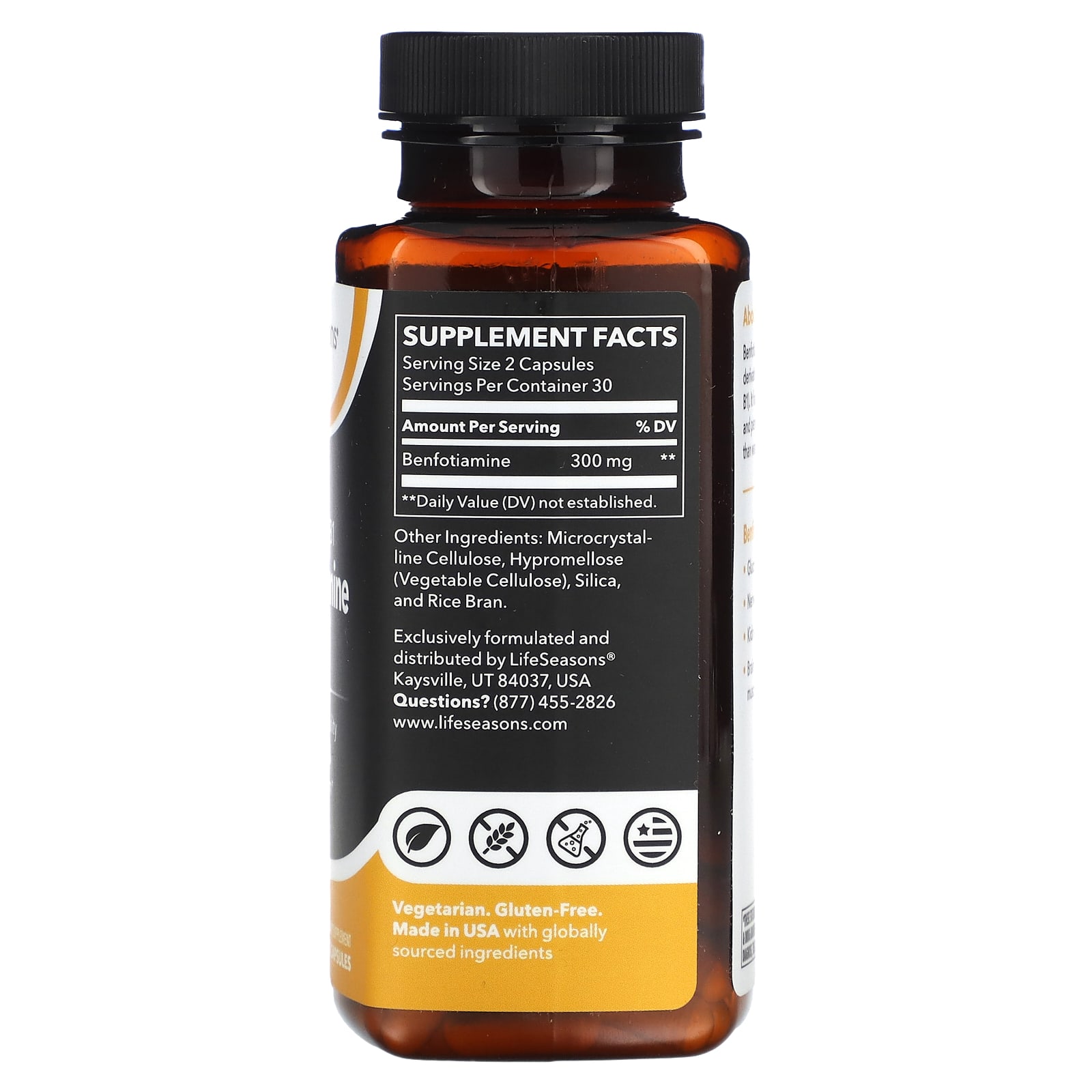 LifeSeasons, Fat Soluble B1 Benfotiamine, 300 mg, 60 Veg Capsules (150 mg per Capsule) - B0BT6CR74S