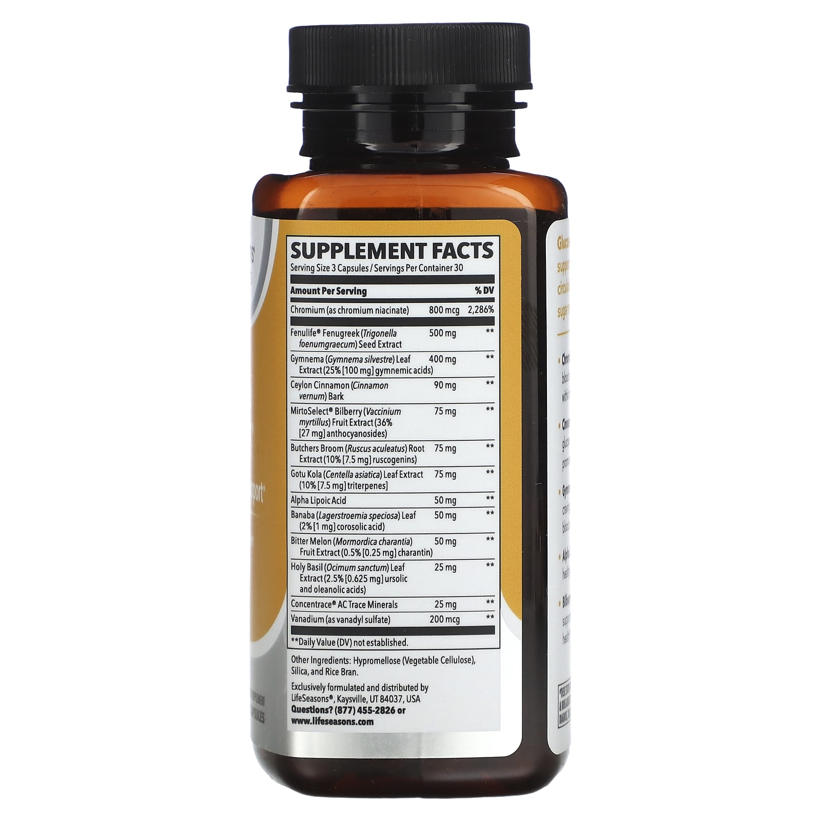 LifeSeasons, Glucose Stabili-T Blood Sugar Support, 90 Veg Capsules - B00H4GX3N4