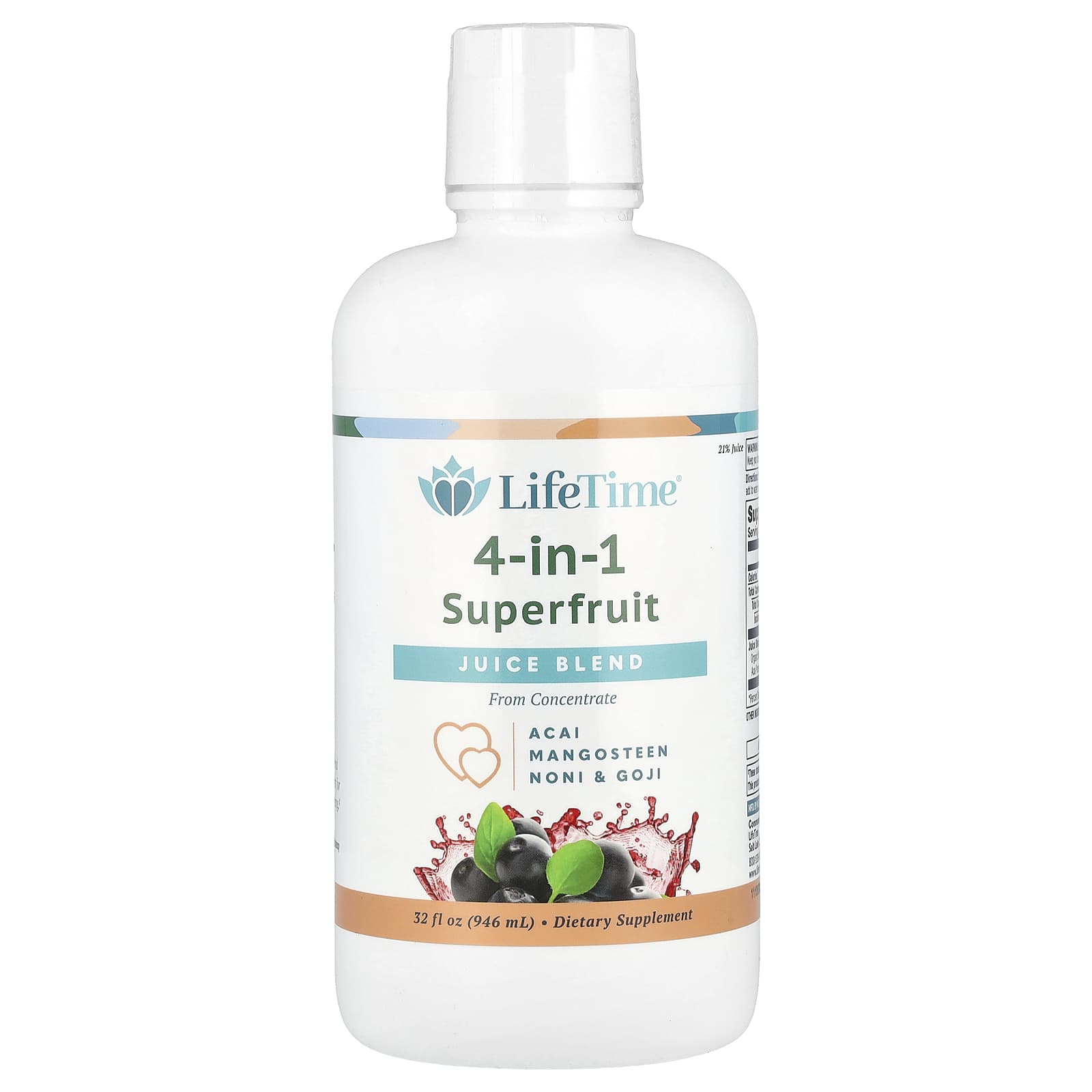 LifeTime Vitamins, 4-In-1 Superfruit Juice Blend, Acai, Mangosteen, Noni & Goji, 32 fl oz (946 ml) - B000V6BW14