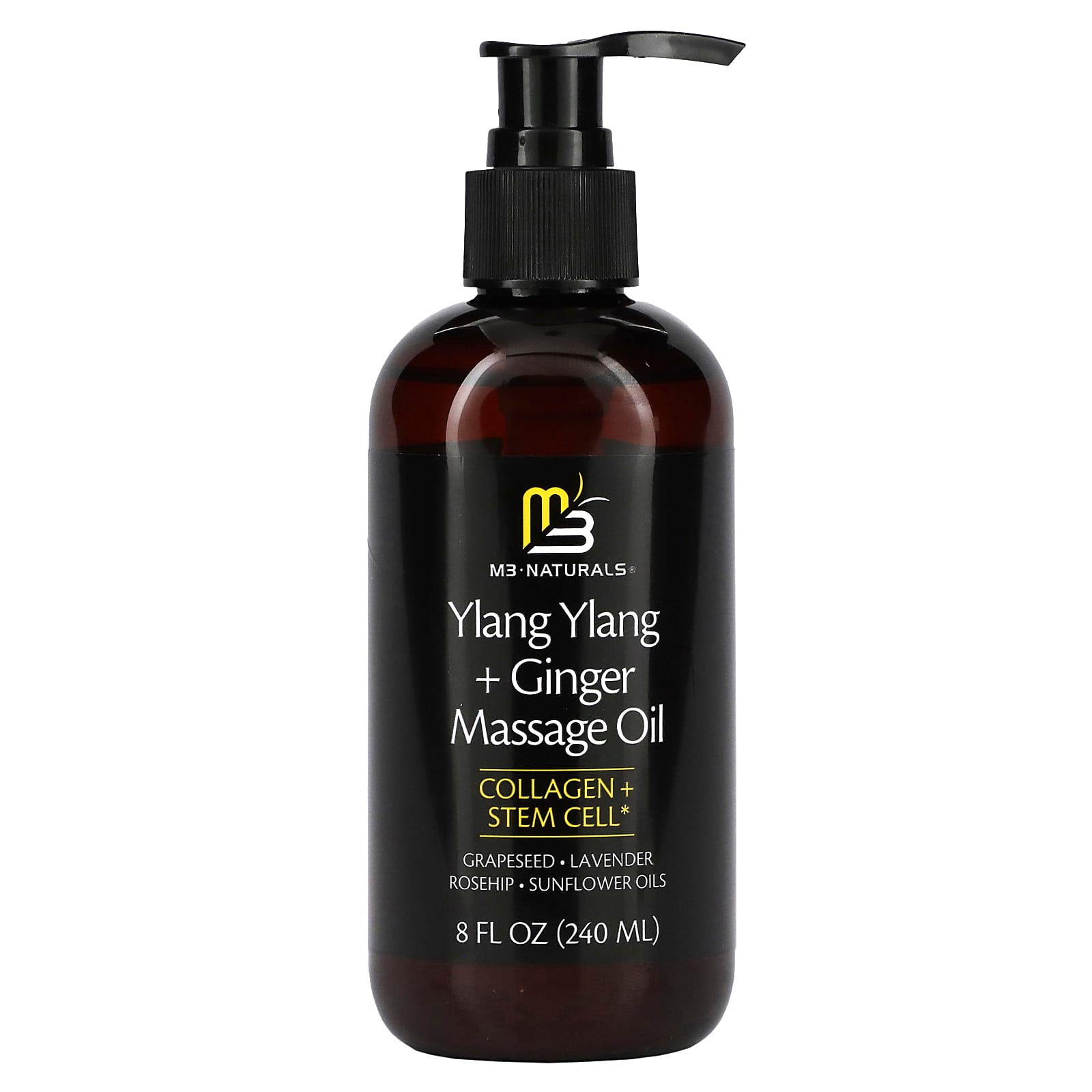 M3 Naturals, Ylang Ylang + Ginger Massage Oil, 8 fl oz (240 ml) - B07SG5H8KF
