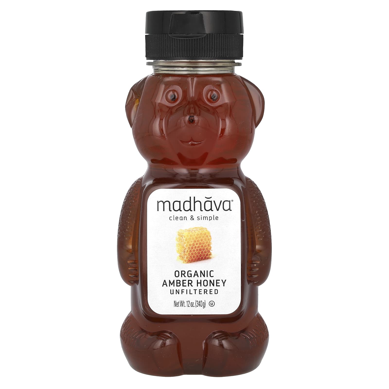 Madhava, Organic Amber Honey, Unfiltered, 12 oz (340 g)