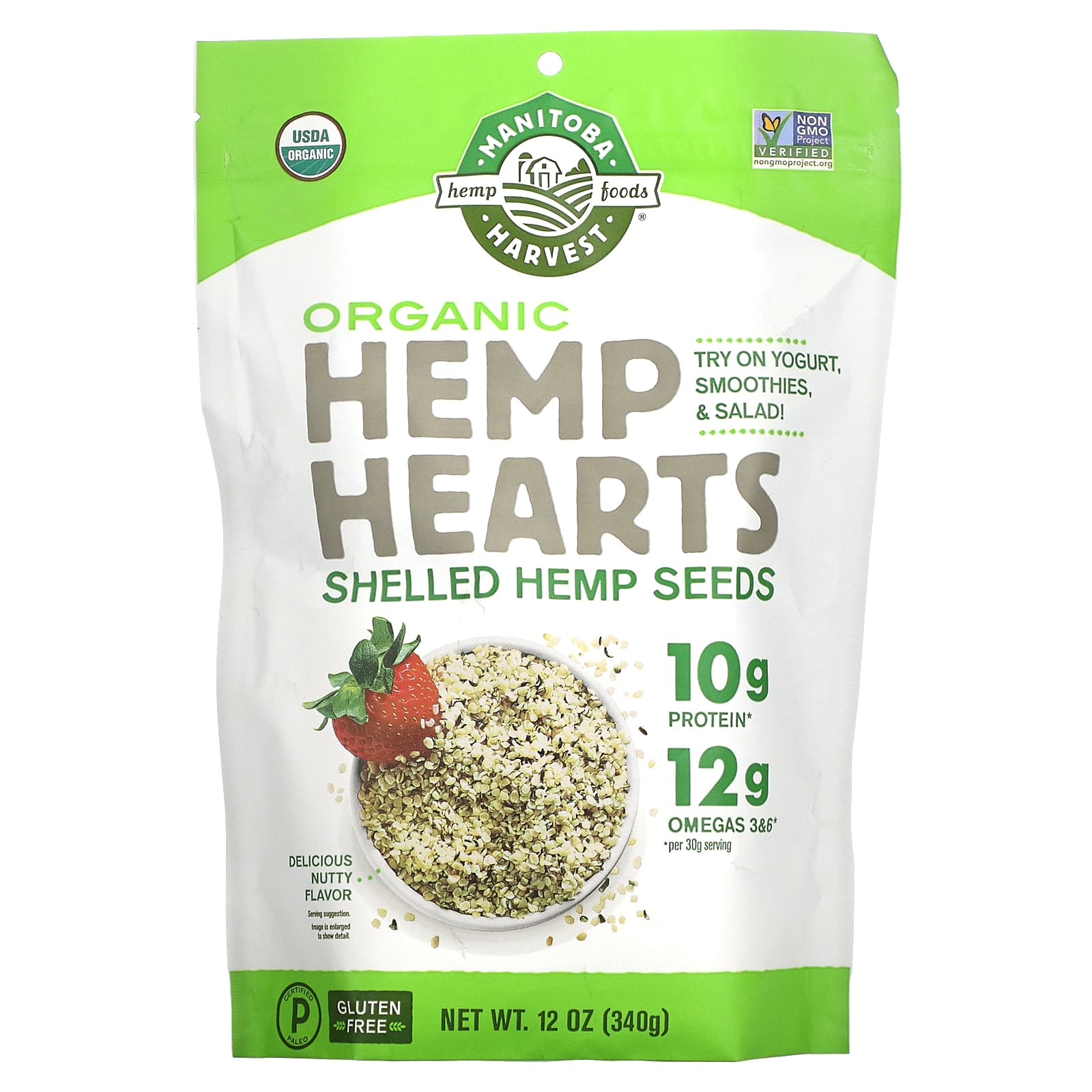 Manitoba Harvest, Hemp Hearts, Organic Shelled Hemp Seeds, Delicious Nutty, 12 oz (340 g) - B00H4H0JXA