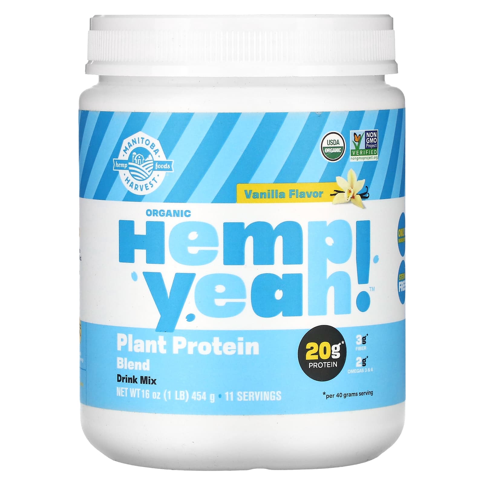 Manitoba Harvest, Organic Hemp Yeah!, Plant Protein Blend, Vanilla, 1 lb (454 g) - B07DNZDDHV