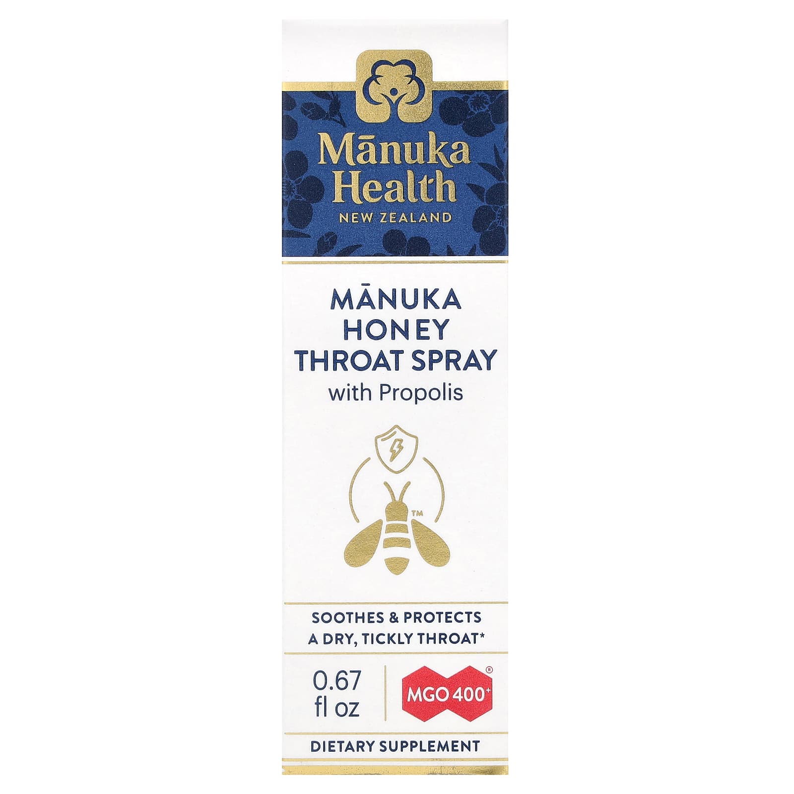 Manuka Health, Manuka Honey Throat Spray with Propolis, MGO 400+, 0.67 fl oz - B08J2NXJD7