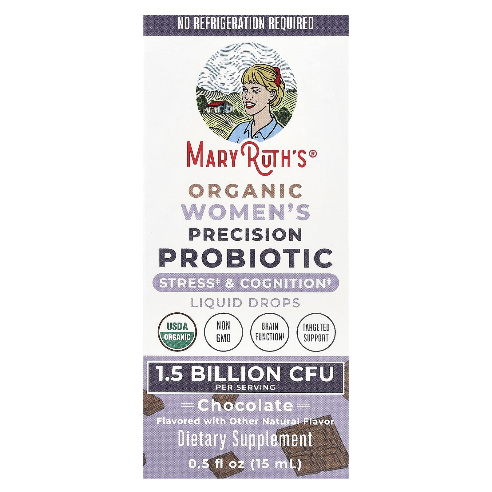 MaryRuth's, Organic Women's Precision Probiotic, Liquid Drops, Chocolate , 1.5 Billion CFU , 0.5 fl oz (15 ml) - B0CWB4SV21
