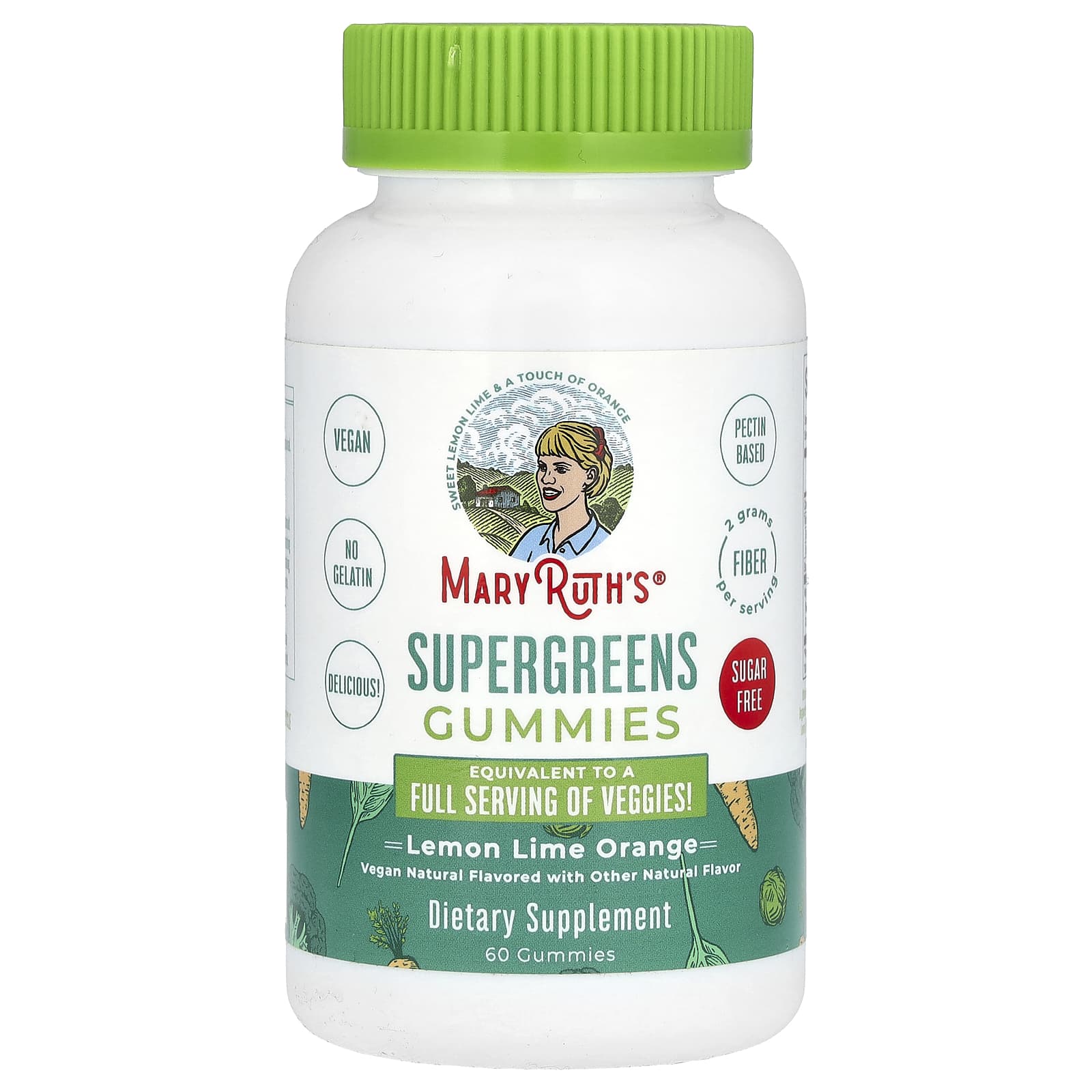 MaryRuth's, Supergreens Gummies, Sugar Free, Lemon Lime Orange, 60 Gummies - B0BRTGRRMY
