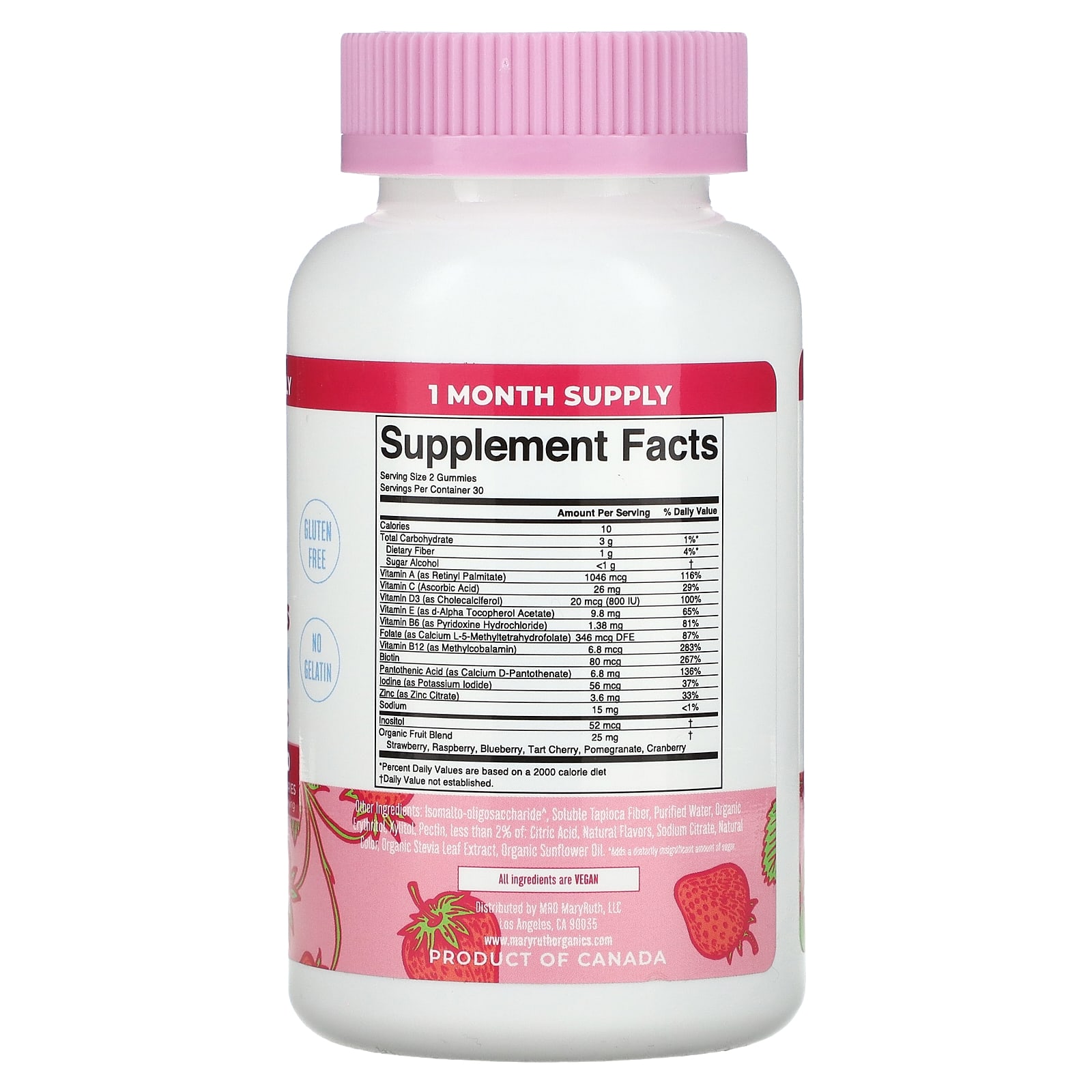 MaryRuth's, Women's Multivitamin Gummies, Strawberry , 60 Gummies - B099GWS9QW