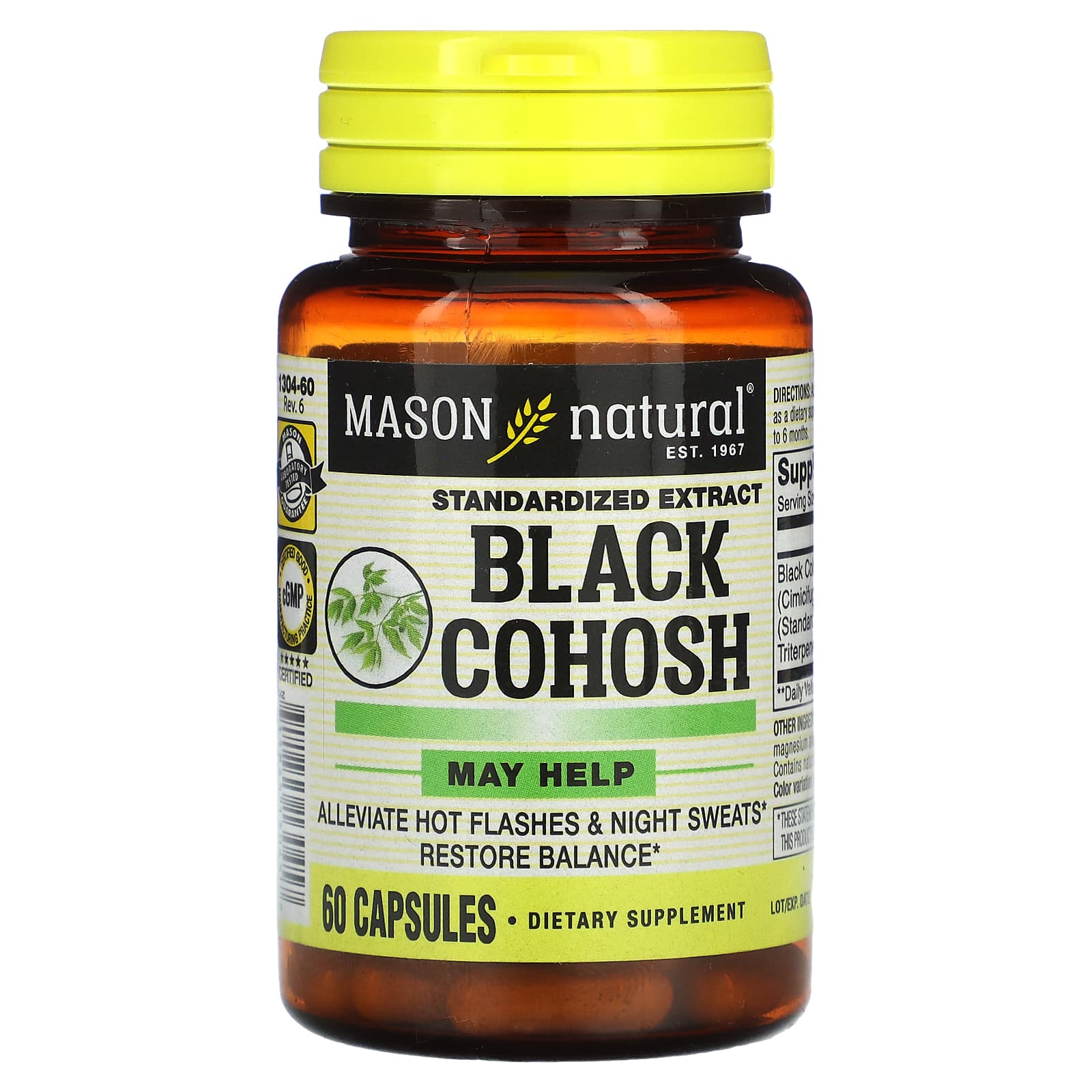 Mason Natural, Black Cohosh, Standardized Extract, 60 Capsules - B00F258WW6