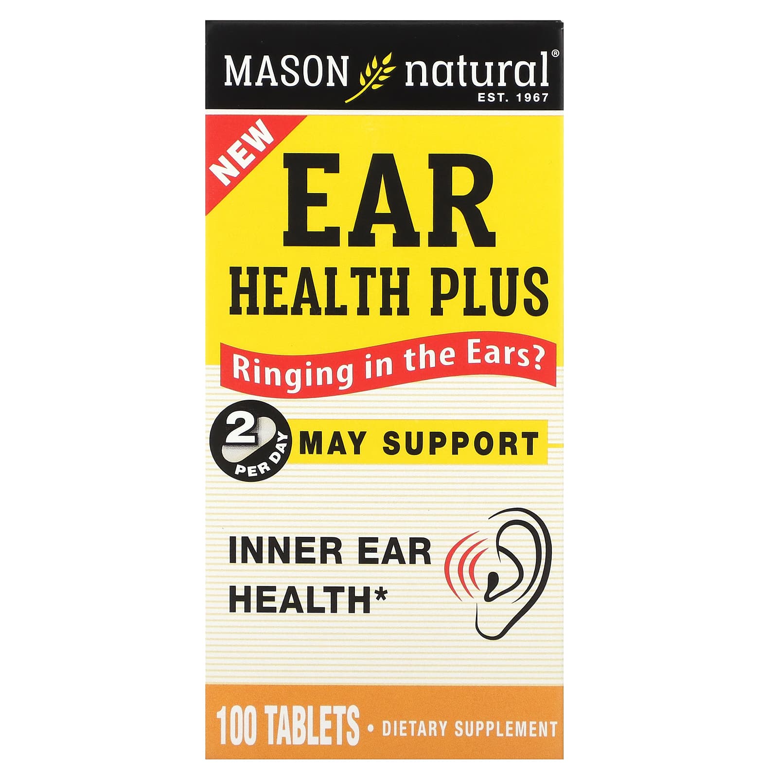 Mason Natural, Ear Health Plus, 100 Tablets - B0973GF9MJ