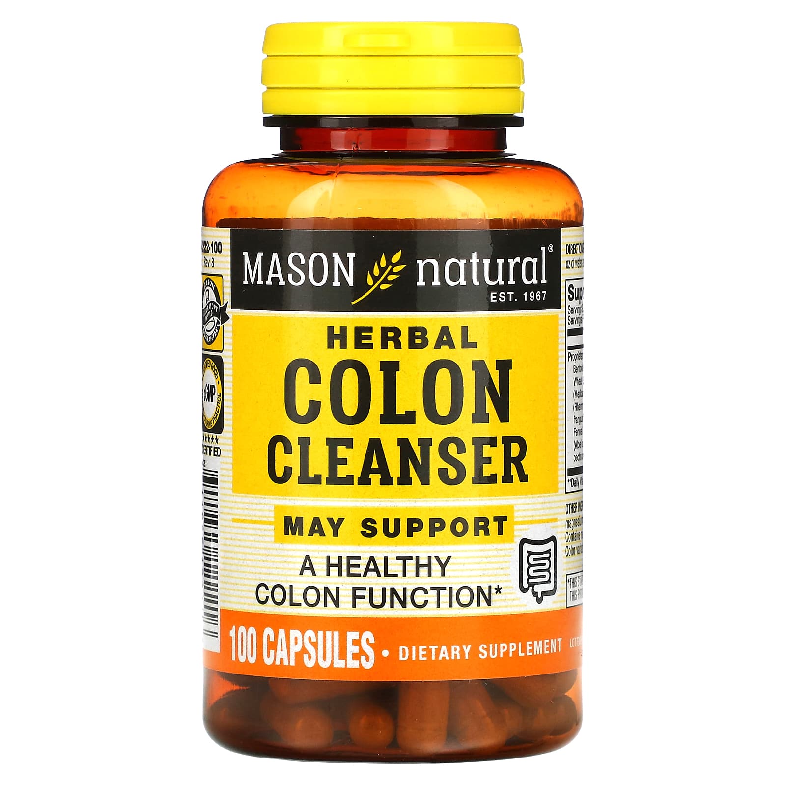 Mason Natural, Herbal Colon Cleanser, 100 Capsules - B00E9NXTFW