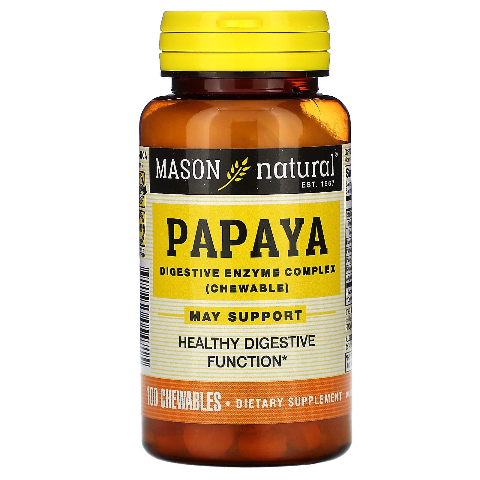 Mason Natural, Papaya, Digestive Enzyme Complex, 100 Chewables - 