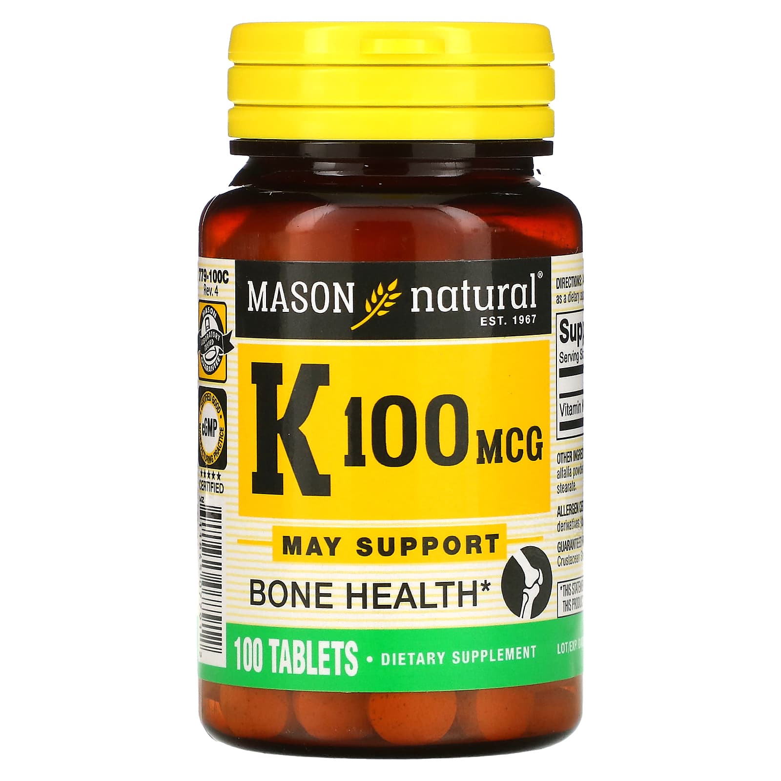Mason Natural, Vitamin K, 100 mcg, 100 Tablets - B00431I60I