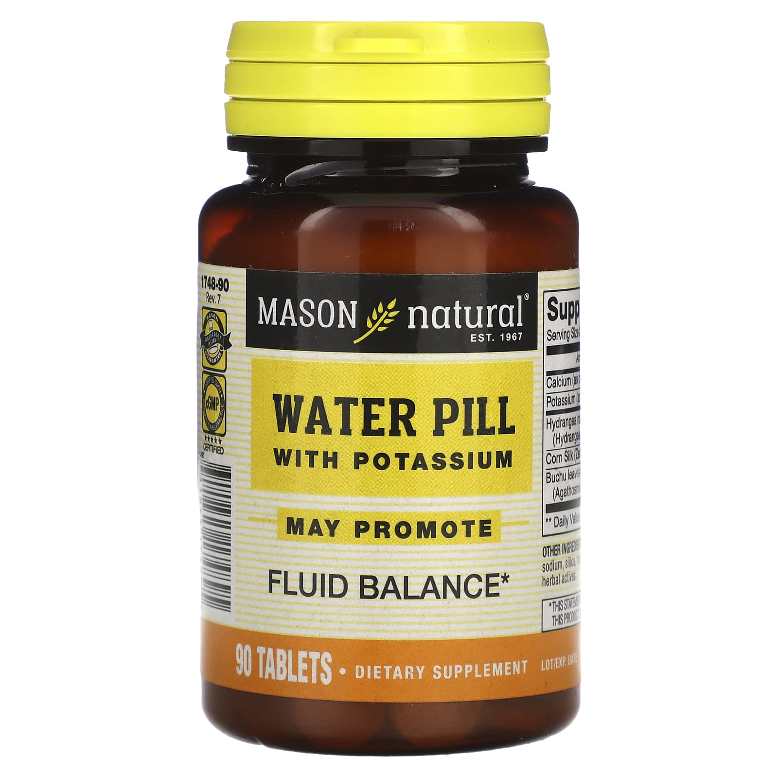 Mason Natural, Water Pill with Potassium, 90 Tablets - B01LORFSQI