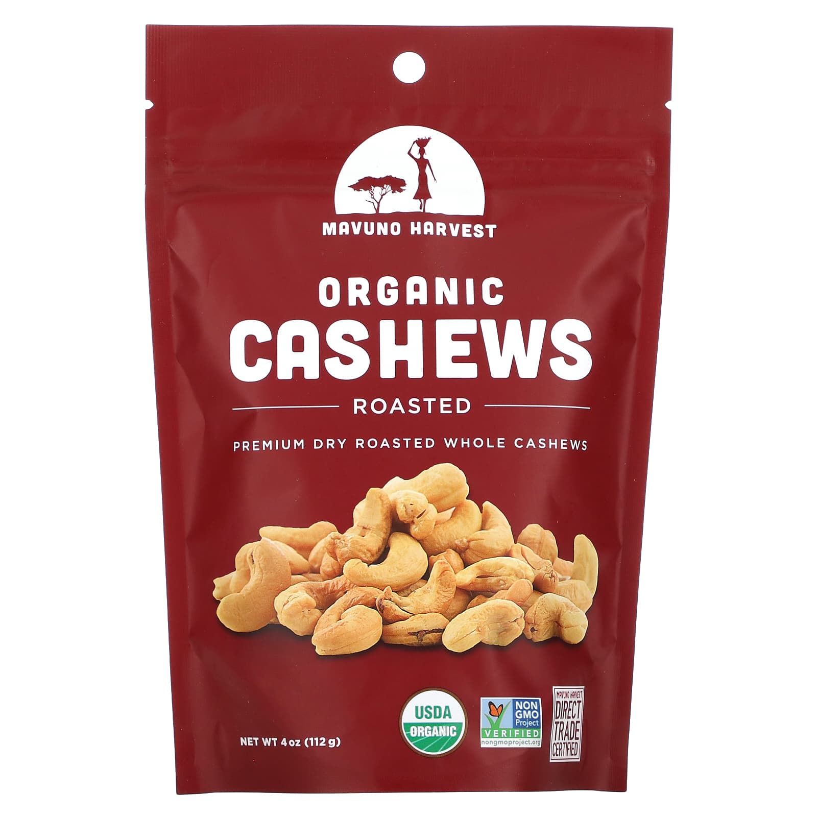 Mavuno Harvest, Organic Cashews, Roasted, 4 oz (112 g) - B07FTY48LZ