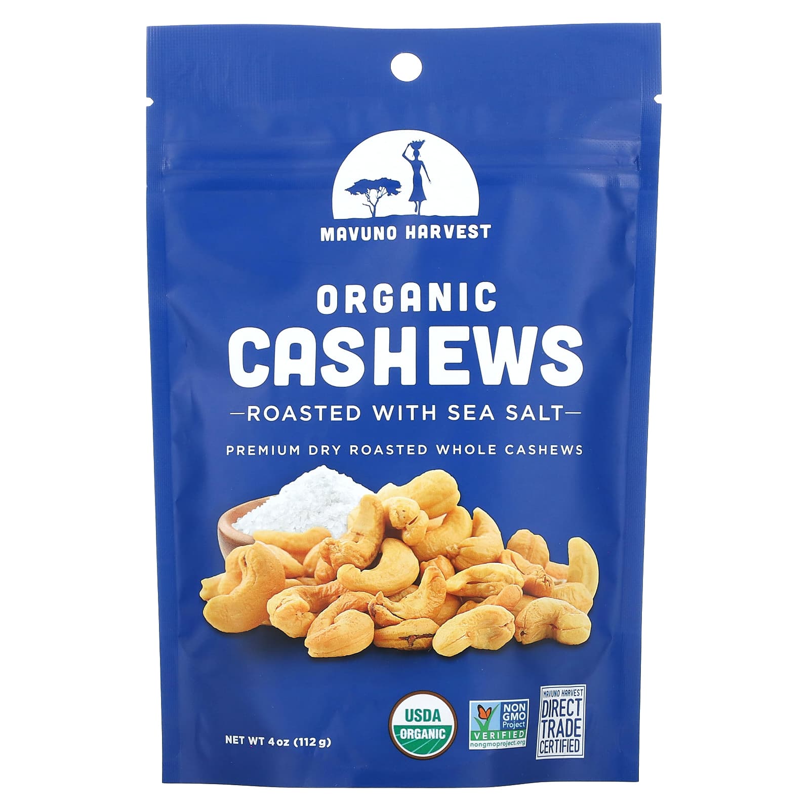 Mavuno Harvest, Organic Cashews, Roasted with Sea Salt, 4 oz (112 g) - B07FTQMGXQ