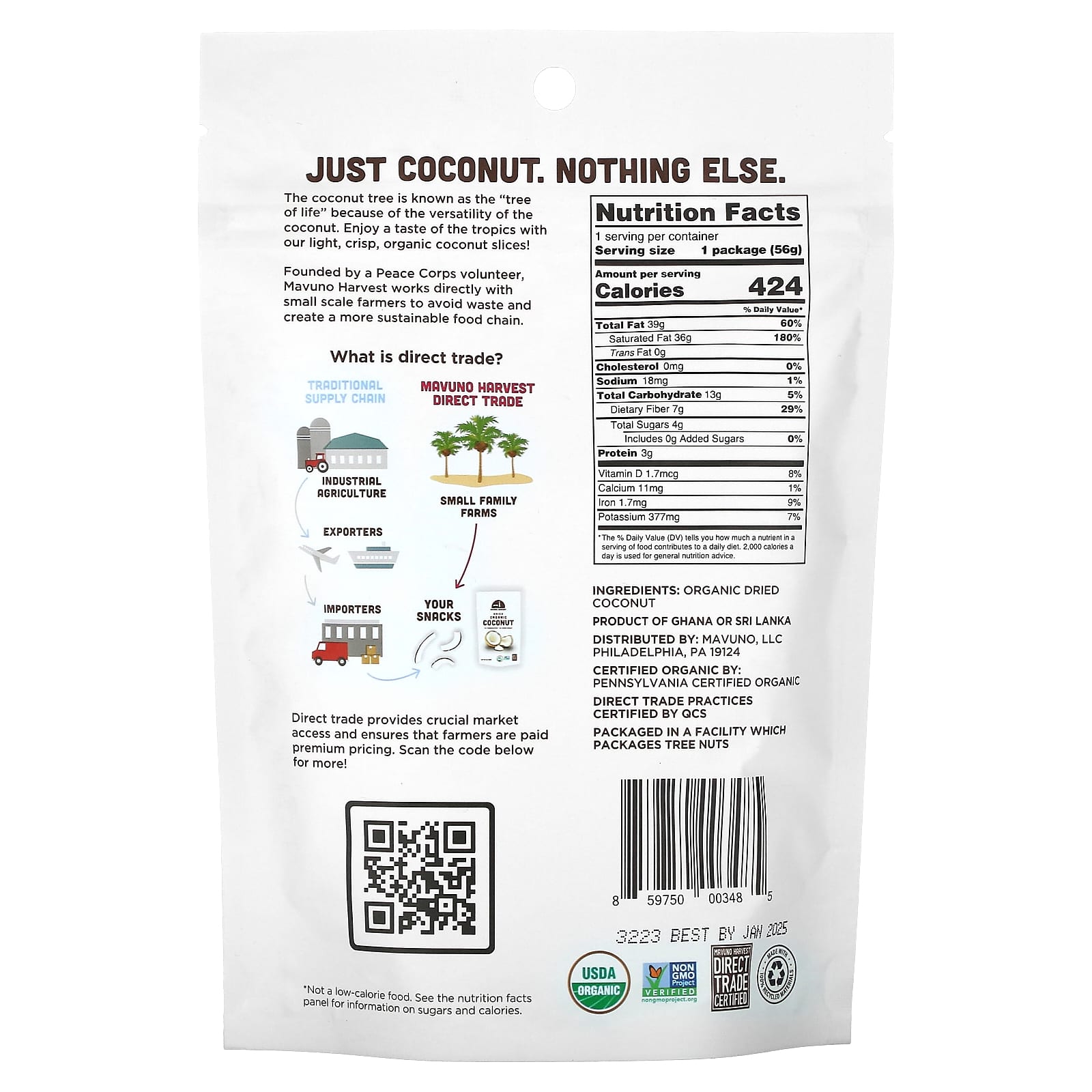 Mavuno Harvest, Organic Dried Coconut, 2 oz (56 g) - B01MQWWRTP