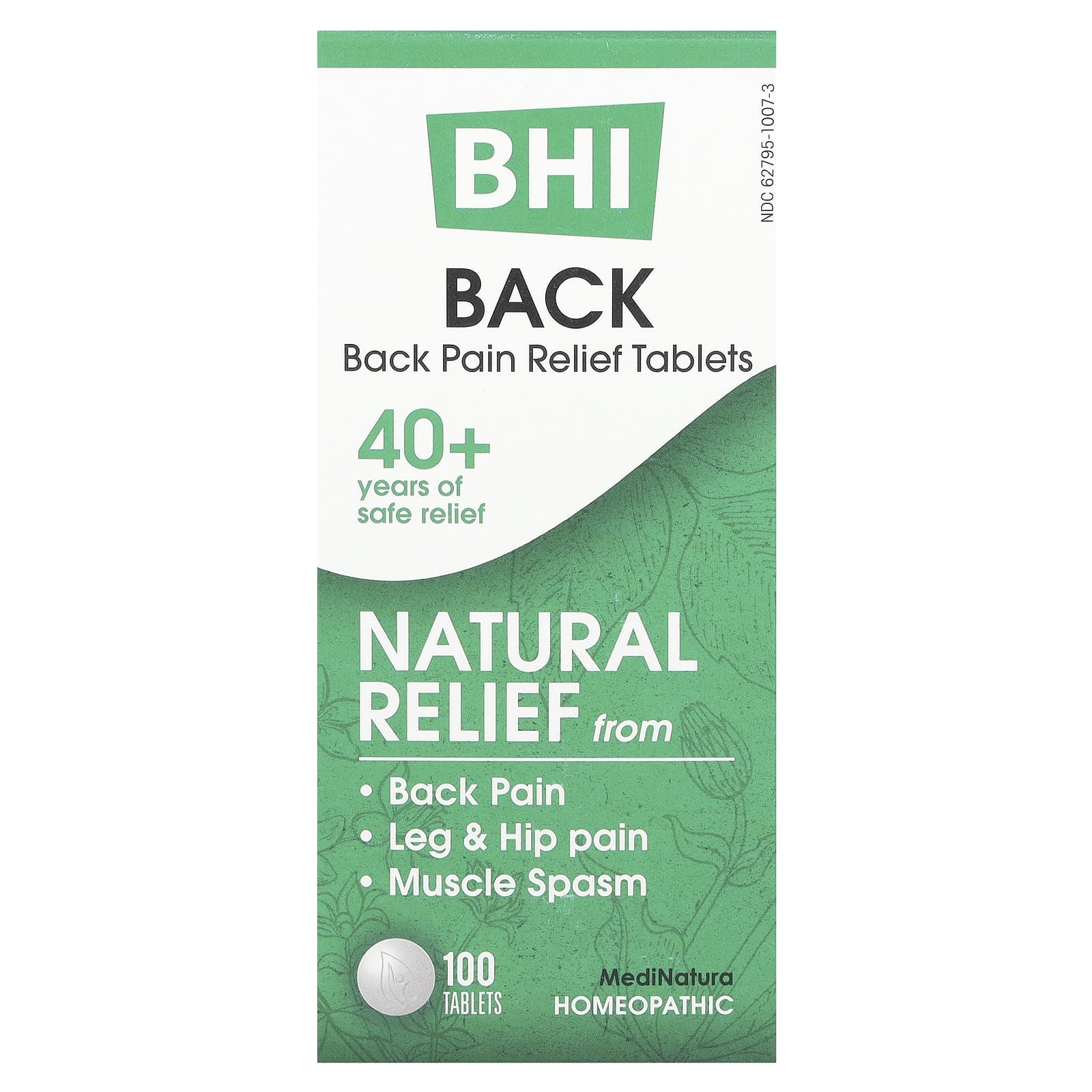MediNatura, BHI, Back Pain Relief Tables, 100 Tablets - B0058AB7OA