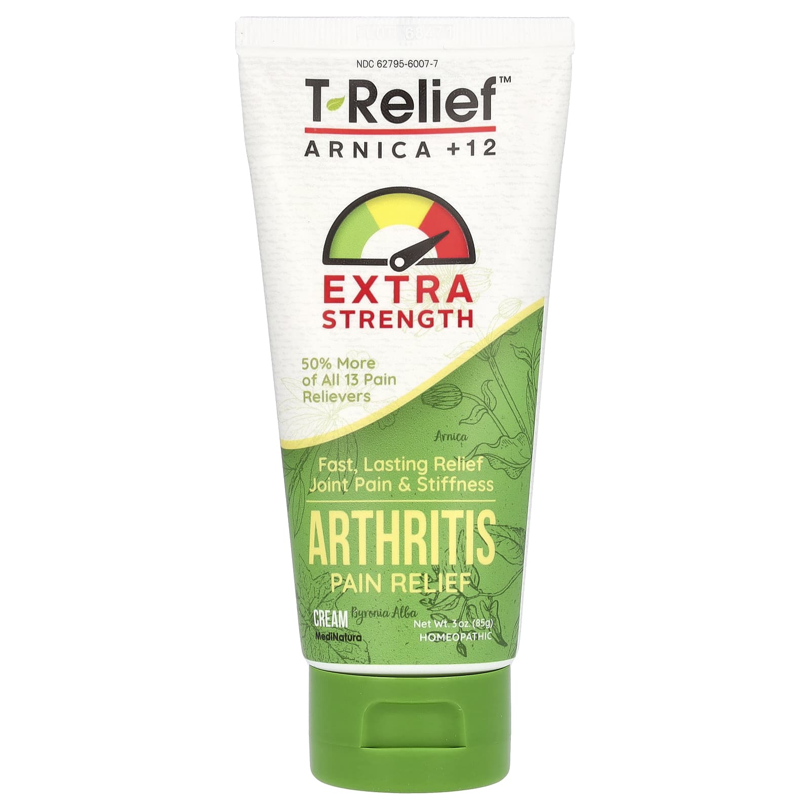 MediNatura, T-Relief, Arnica +12, Arthritis Pain Relief Cream, Extra Strength , 3 oz (85 g) - B000Z9138E