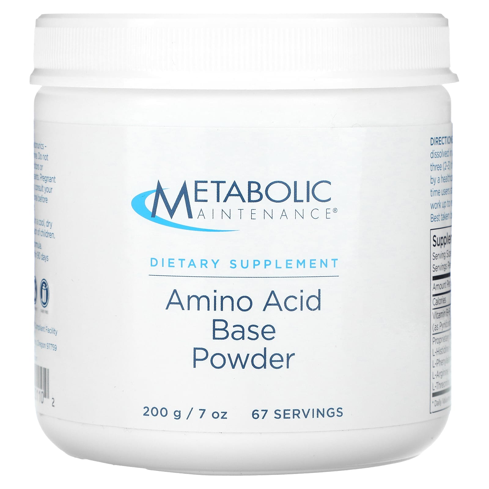 Metabolic Maintenance, Amino Acid Base Powder, 7 oz (200 g) - B002KAVY1W
