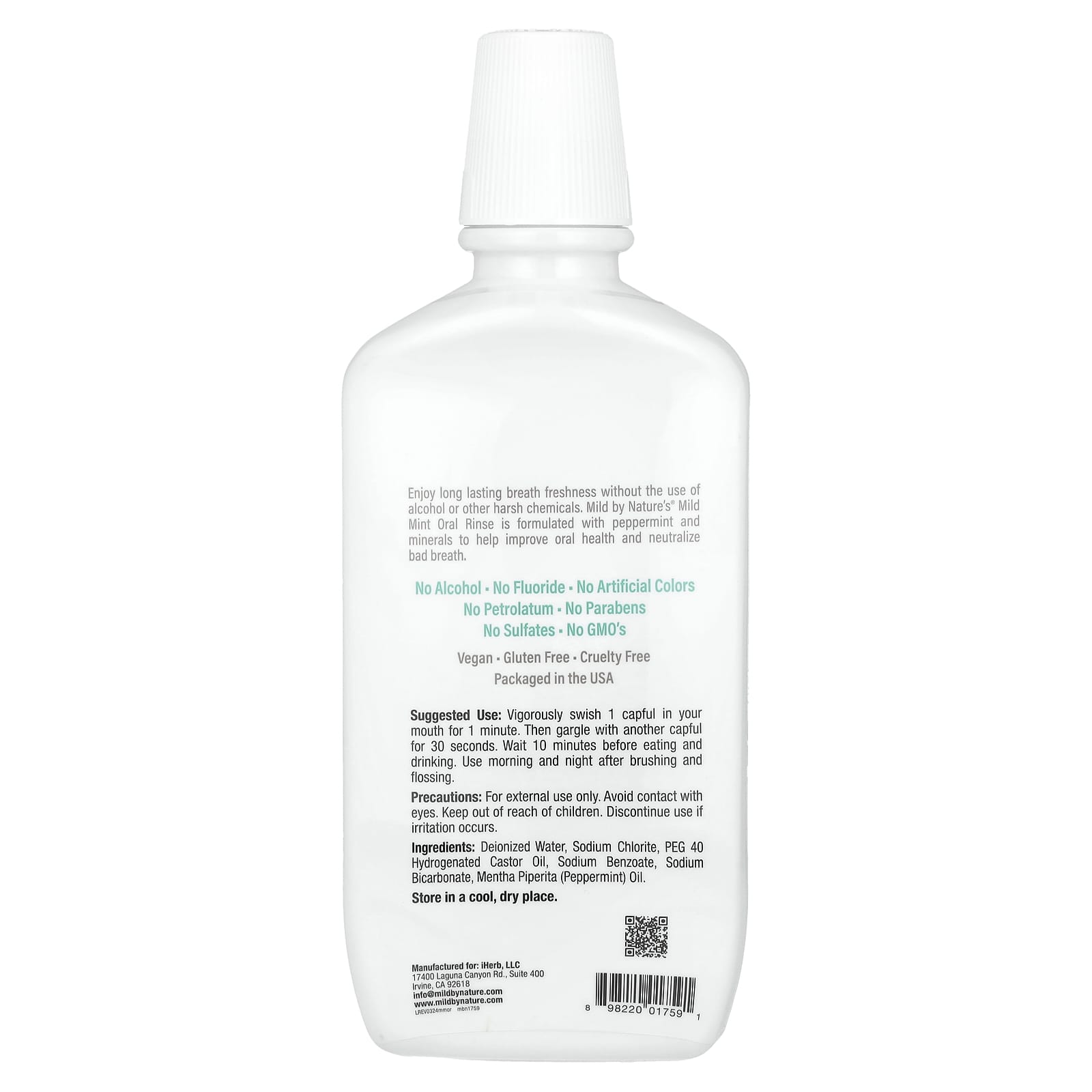 Mild By Nature, Fresh Breath Oral Rinse, No Alcohol, Mild Mint, 16 fl oz (473 ml) - B08MCZT7TZ