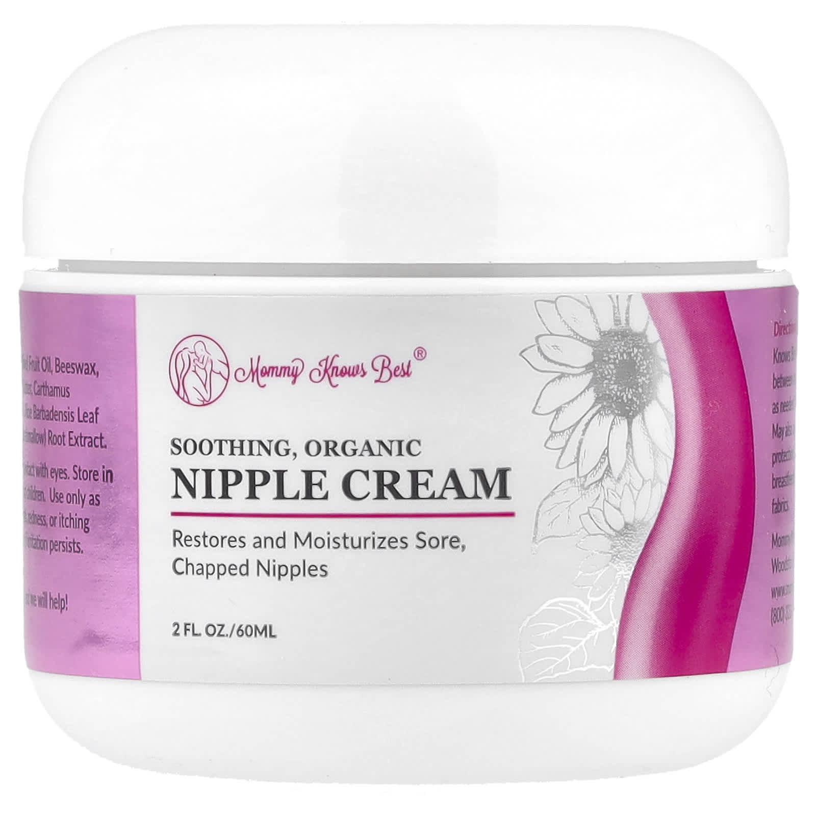 Mommy Knows Best, Soothing, Organic Nipple Cream, 2 fl oz (60 ml) - B07N8HZ54M