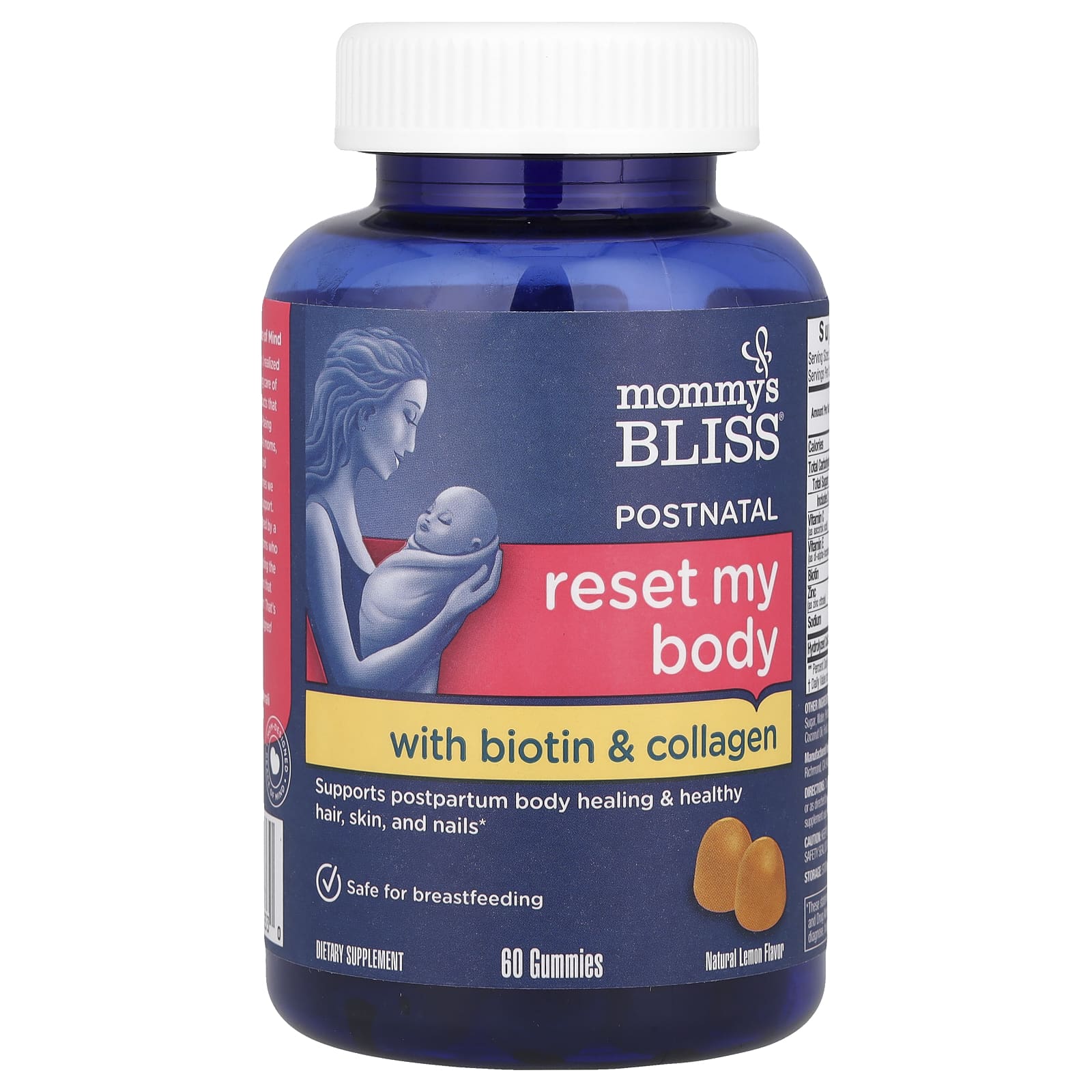 Mommy's Bliss, Postnatal Reset My Body With Biotin & Collagen, Natural Lemon, 60 Gummies - B0BYTVLD8X