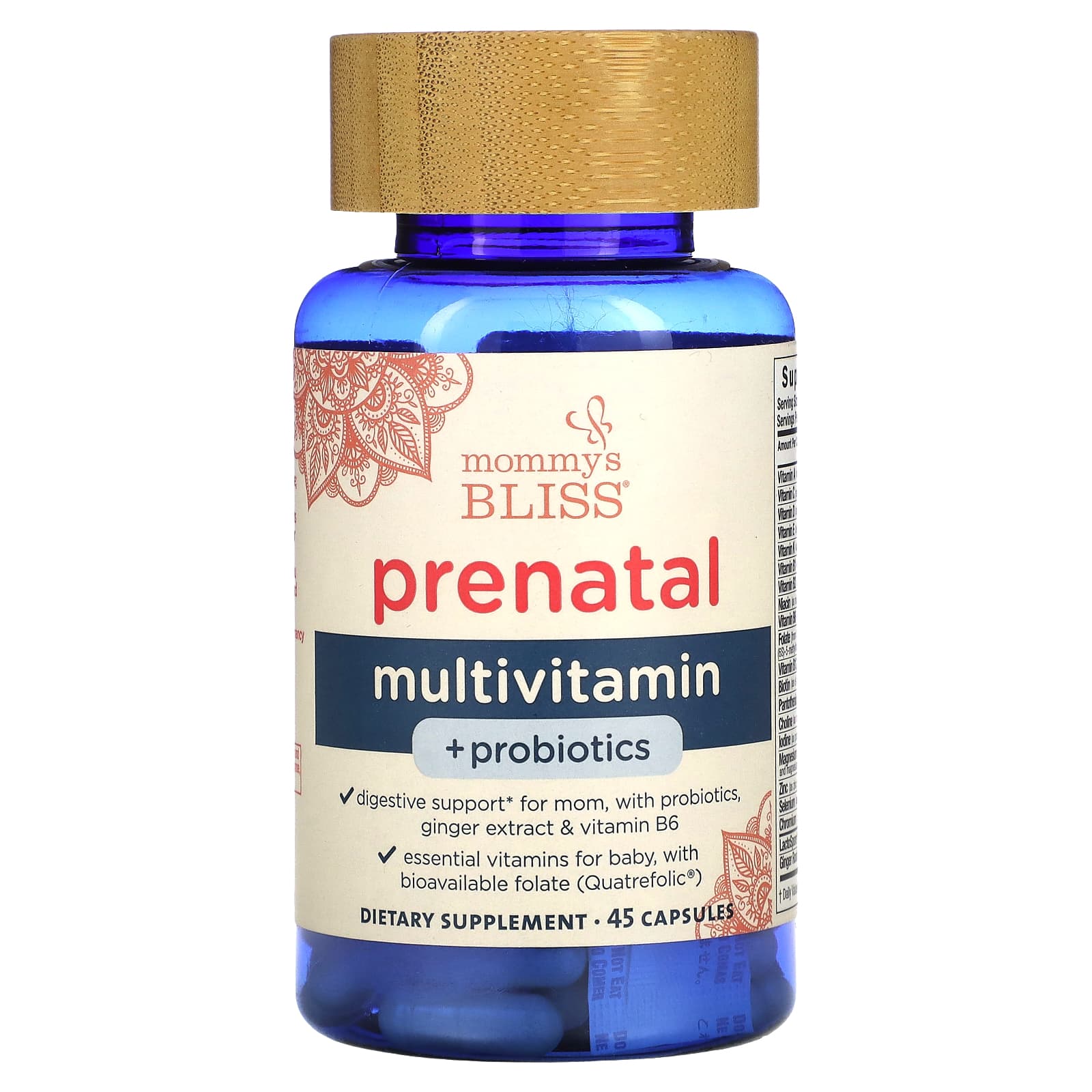 Mommy's Bliss, Prenatal Multivitamin + Probiotics, 45 Capsules - B082XGW8CJ