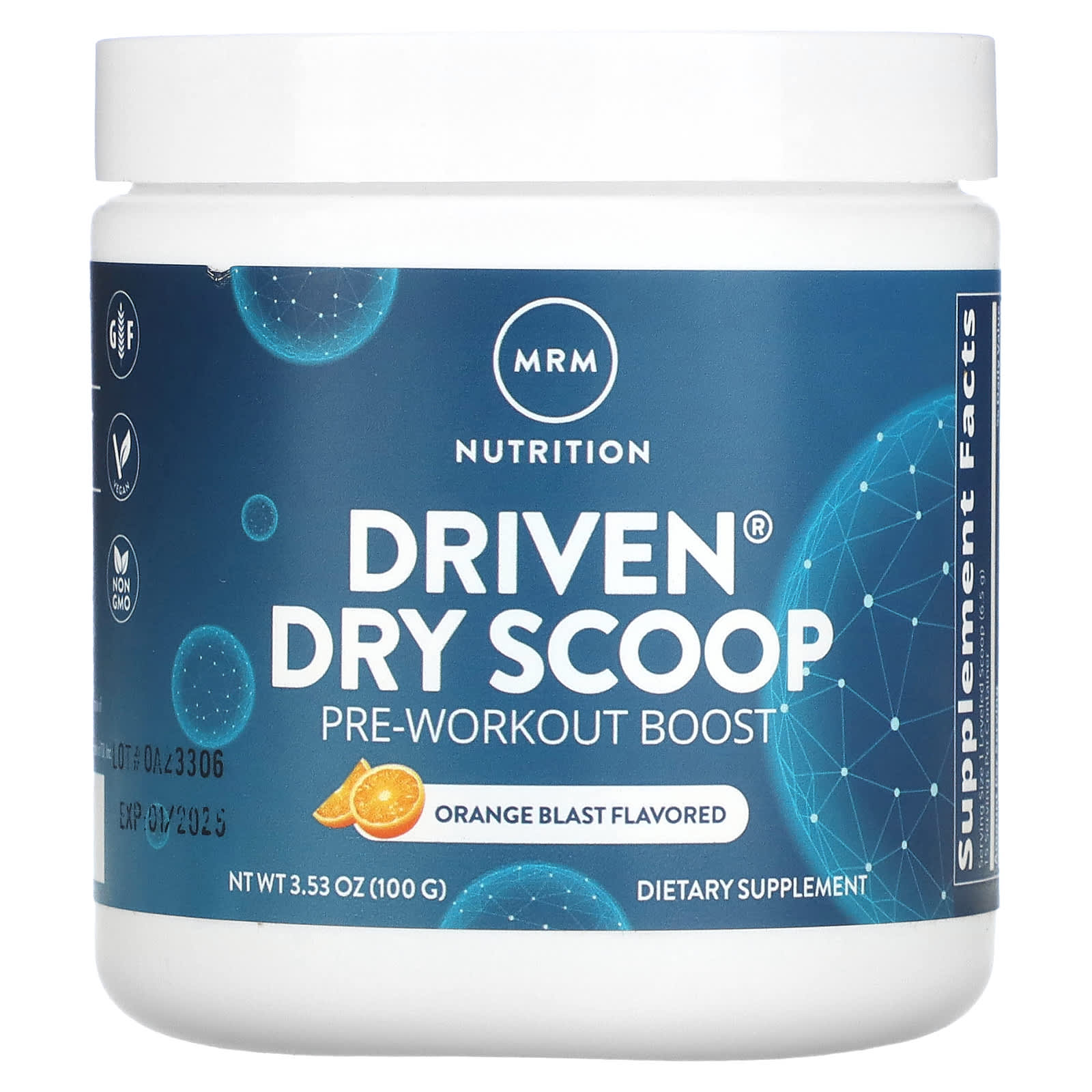 MRM Nutrition, Driven Dry Scoop, Pre-Workout Boost, Orange Blast, 3.53 oz (100 g) - B0BW13WL1Q