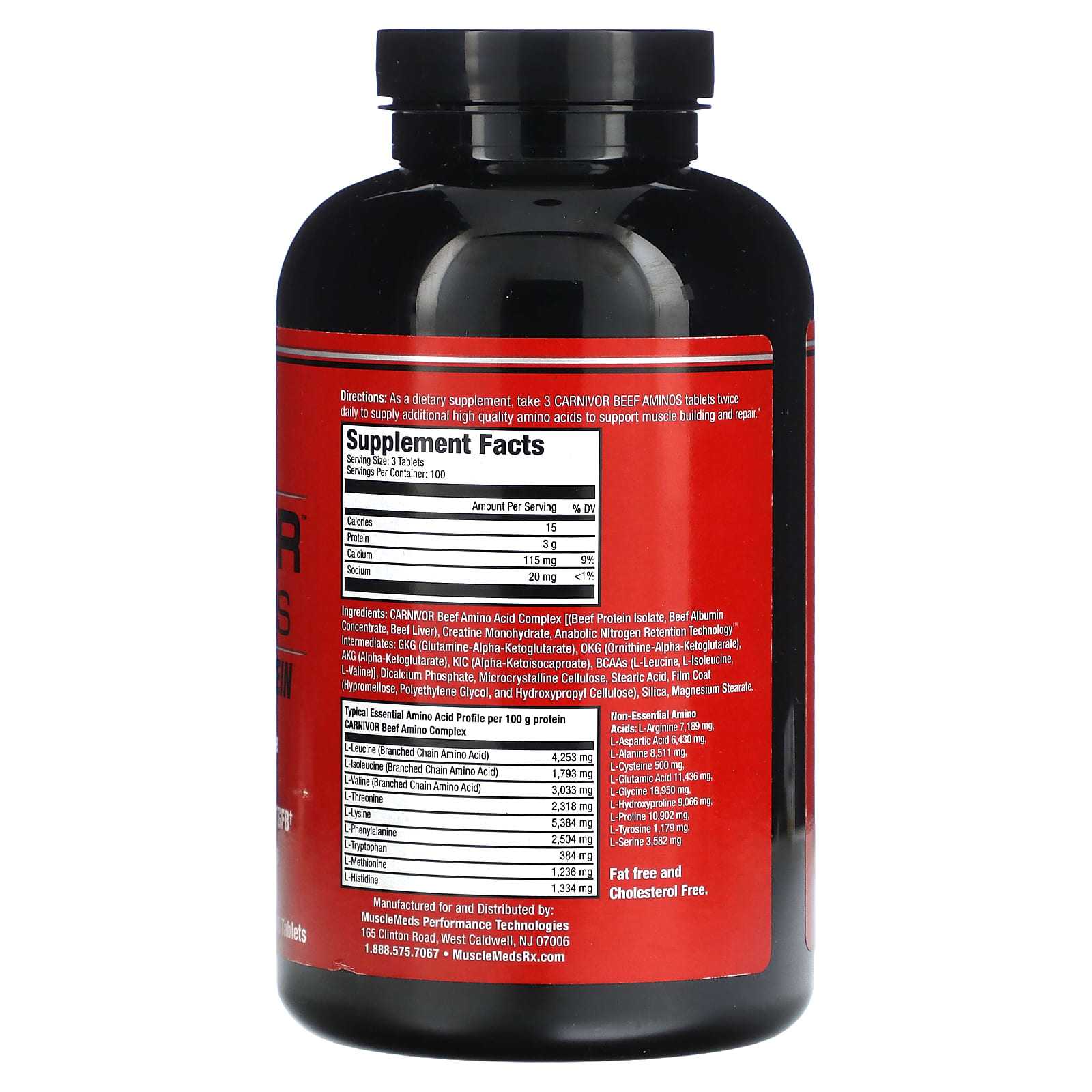 MuscleMeds, Carnivor Beef Aminos, 100% Pure Beef Protein, 300 Tablets - B008M9SDN2