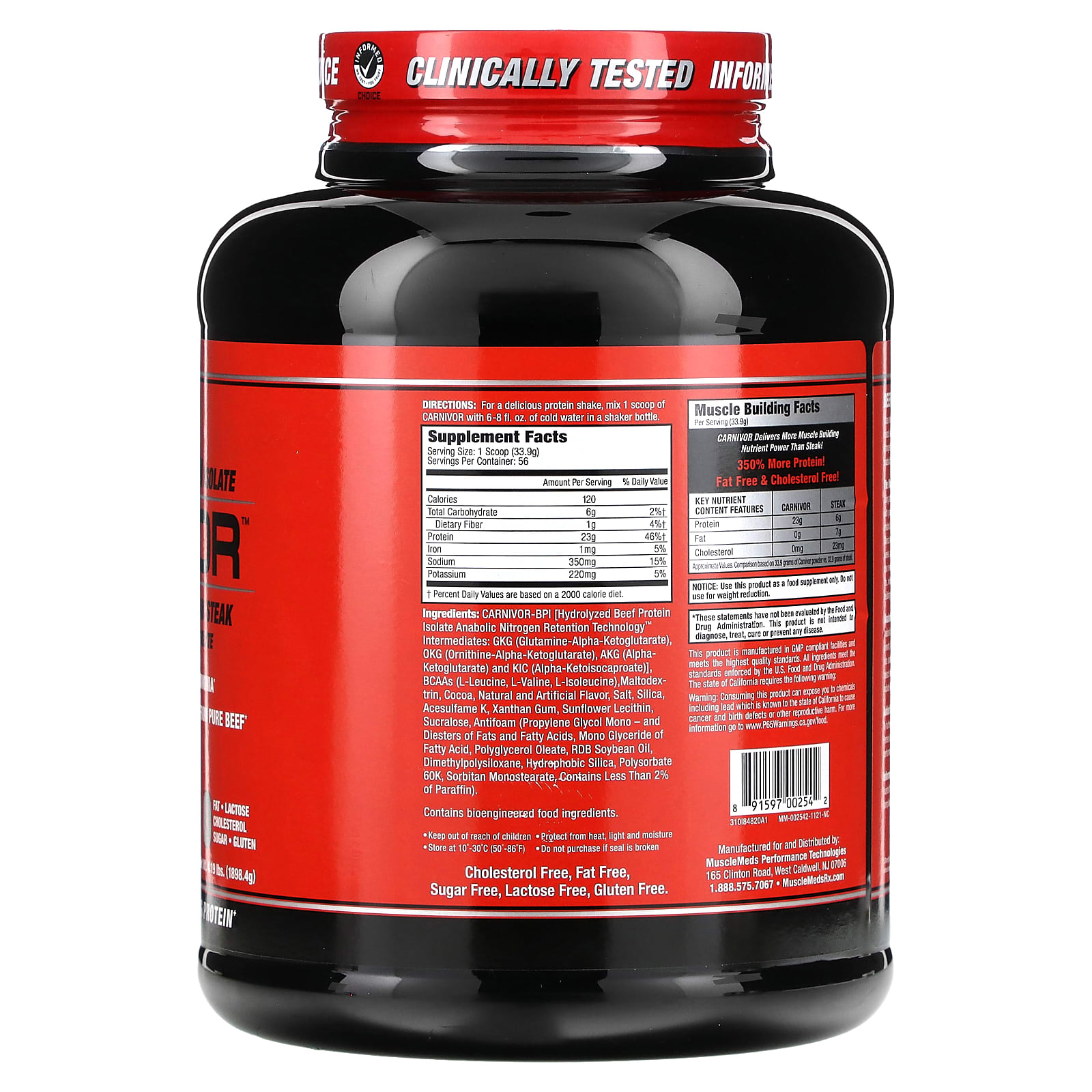 MuscleMeds, Carnivor, Bioengineered Beef Protein Isolate, Chocolate, 4.19 lbs (1898.4 g) - B004HY325K