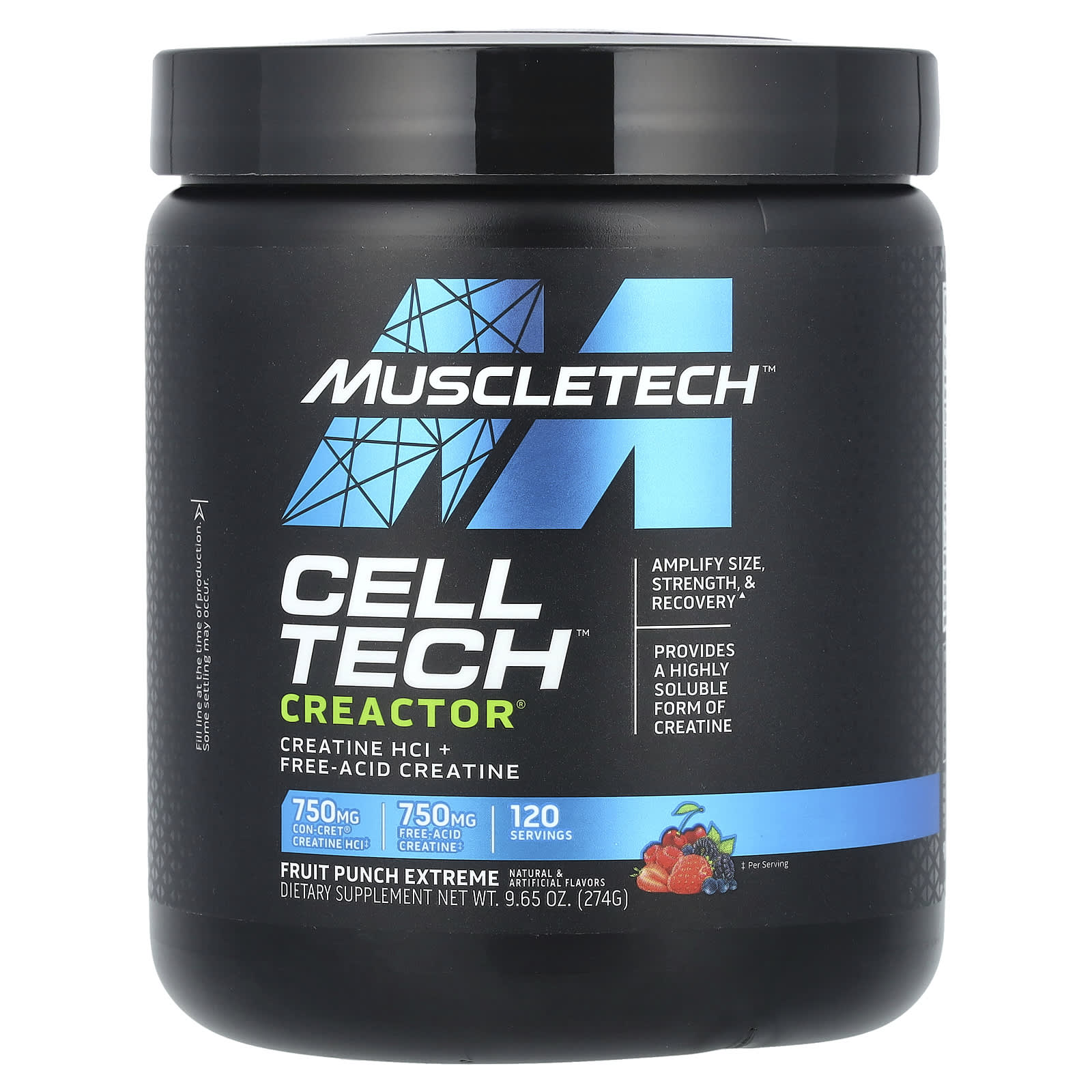 MuscleTech, Cell Tech™ Creactor®, Creatine HCl + Free-Acid Creatine, Fruit Punch Extreme, 9.65 oz (274 g) - B00M6TJ1CQ