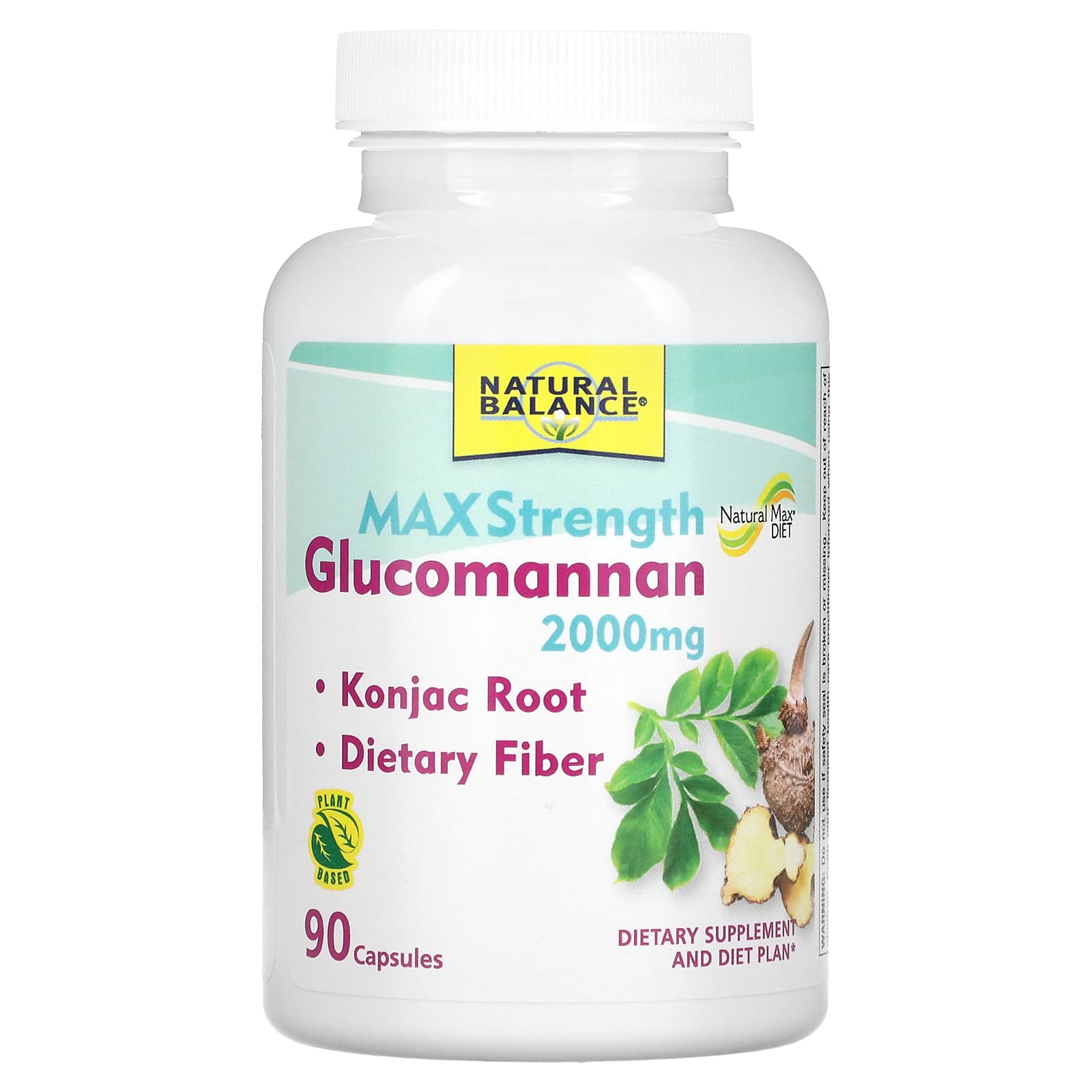 Natural Balance, Glucomannan, Maximum Strength, 2,000 mg, 90 Capsules (666 mg per Capsule) - 