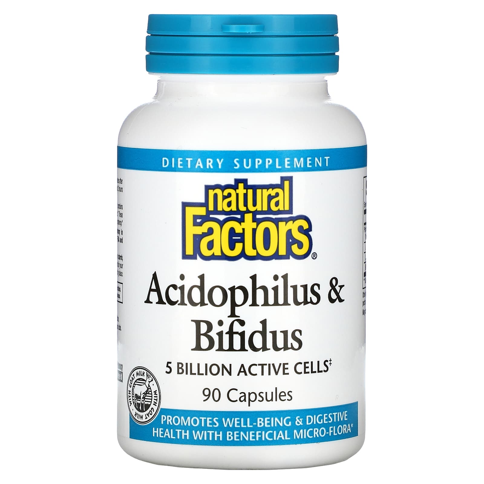 Natural Factors, Acidophilus & Bifidus, 5 Billion, 90 Capsules - B000Z90GLE