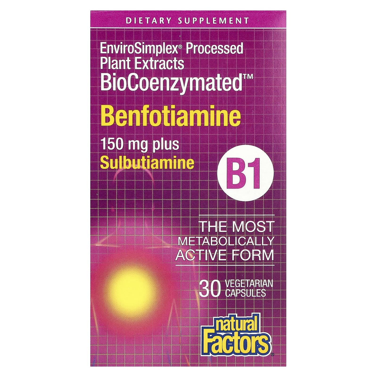 Natural Factors, Benfotiamine plus Sulbutiamine, 30 Vegetarian Capsules - 