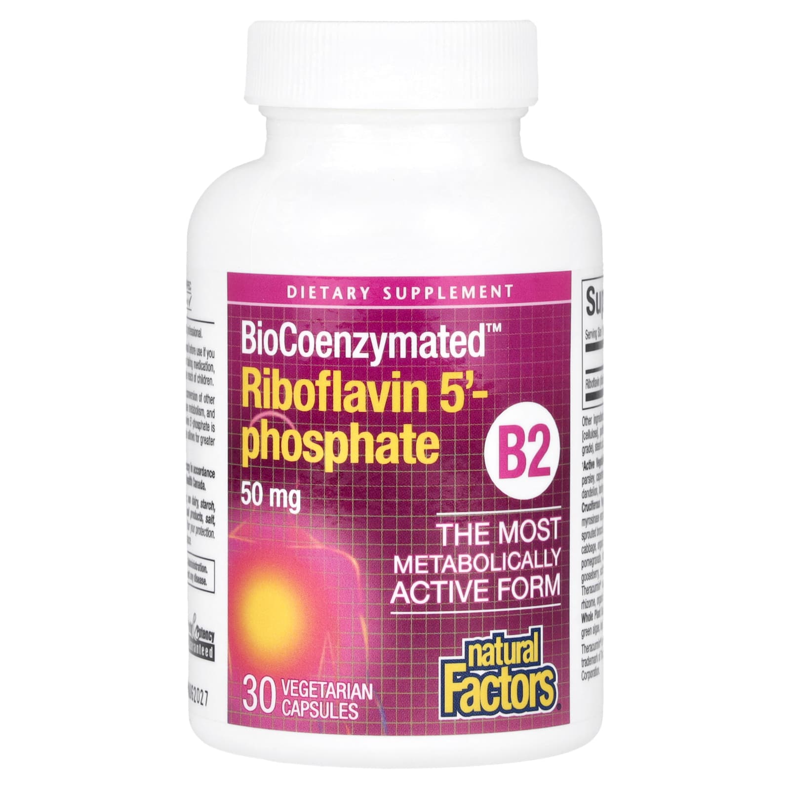 Natural Factors, BioCoenzymated™, B2, Riboflavin 5'-Phosphate, 50 mg, 30 Vegetarian Capsules