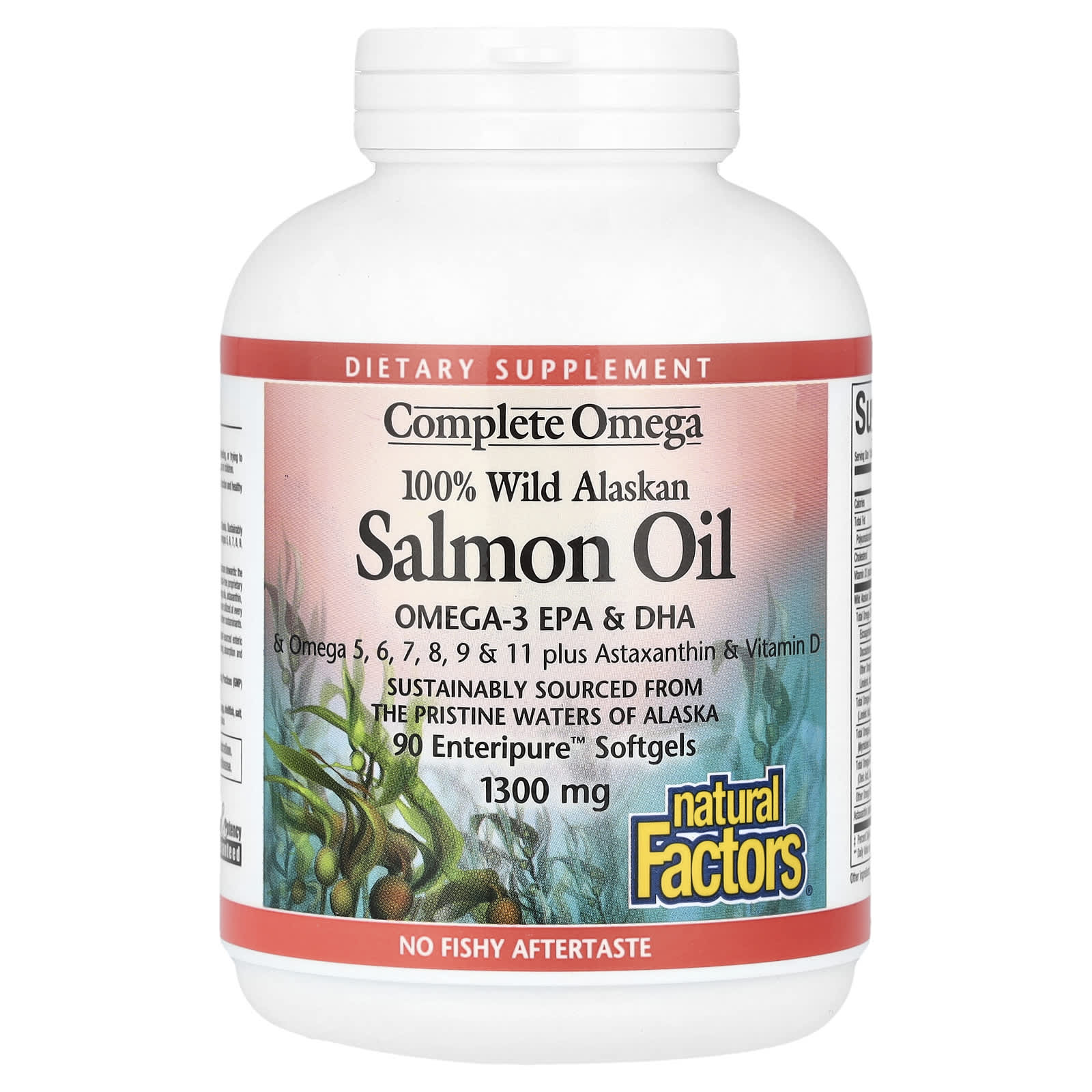 Natural Factors, Complete Omega, 100% Wild Alaskan Salmon Oil, 1,300 mg, 90 Enteripure™ Softgels - B00JF7MGJM