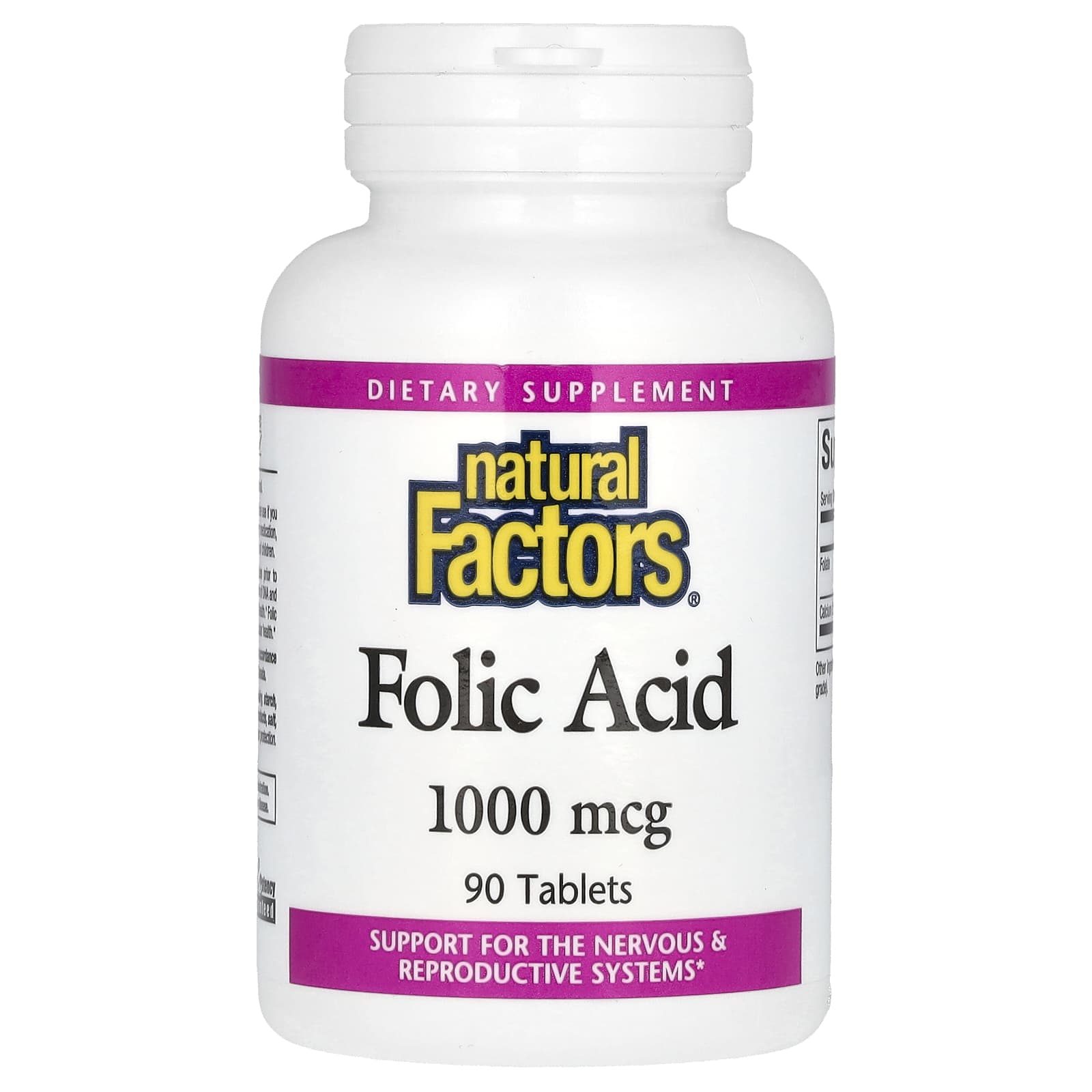 Natural Factors, Folic Acid, 1,000 mcg, 90 Tablets - B005XEF5LW