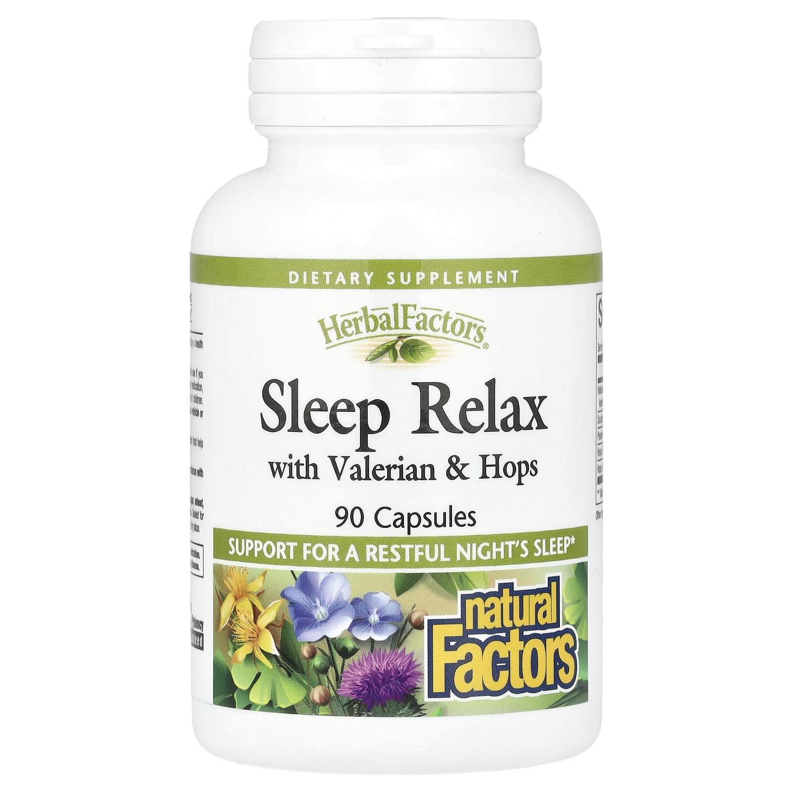 Natural Factors, Herbal Factors®, Sleep Relax with Valerian & Hops, 90 Capsules - B00028P81Q