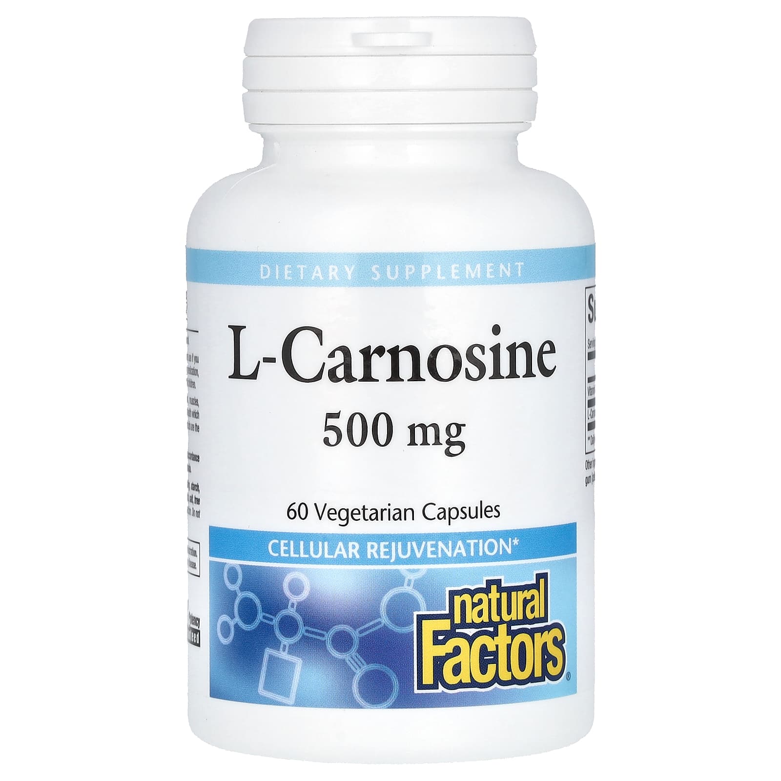 Natural Factors, L-Carnosine, 500 mg, 60 Vegetarian Capsules - B00DU7P6Z4
