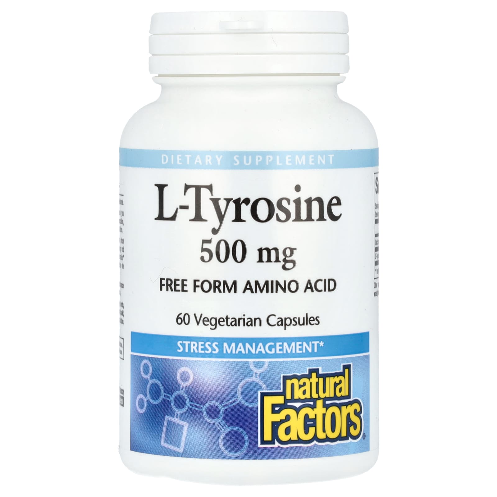 Natural Factors, L-Tyrosine, 1,000 mg, 60 Vegetarian Capsules (500 mg per Capsule) - B00DR28E74