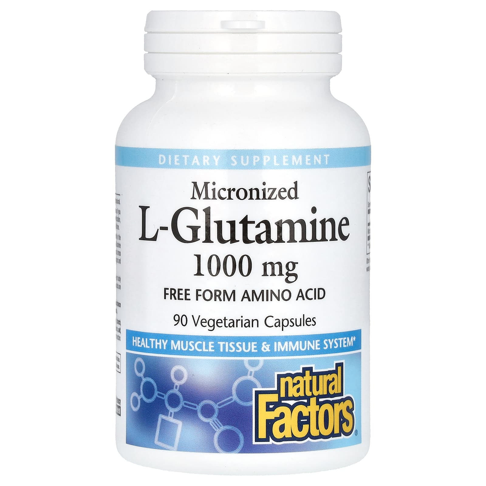 Natural Factors, Micronized L-Glutamine, 1,000 mg, 90 Vegetarian Capsules - B00DR28DFC