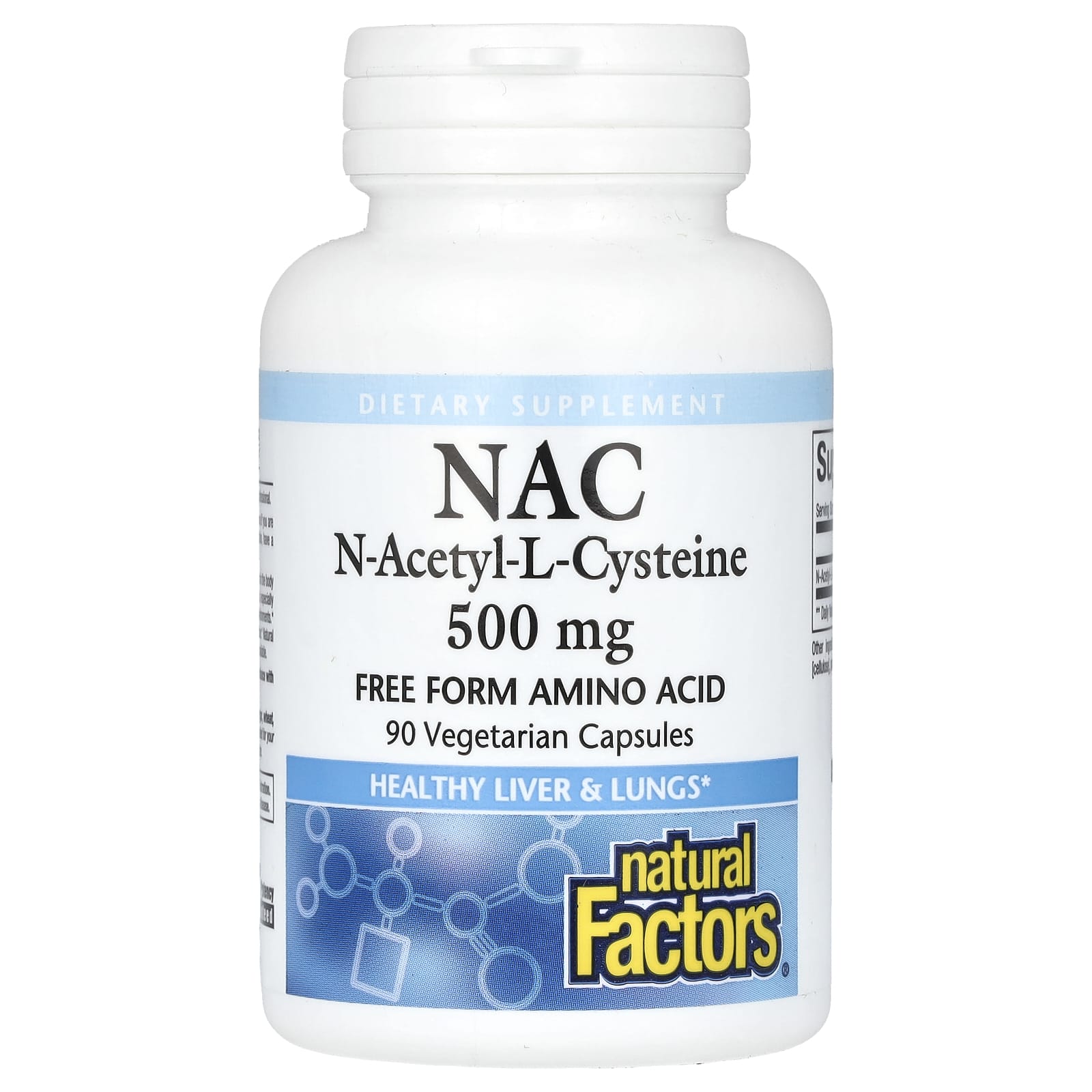 Natural Factors, NAC, N-Acetyl-L Cysteine, 500 mg, 90 Vegetarian Capsules