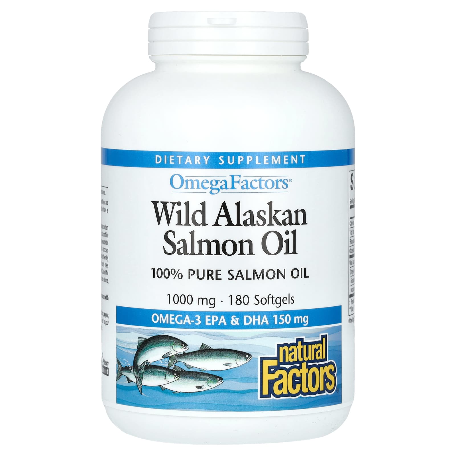 Natural Factors, OmegaFactors, Wild Alaskan Salmon Oil, 1,000 mg, 180 Softgels - B000CQQLF0