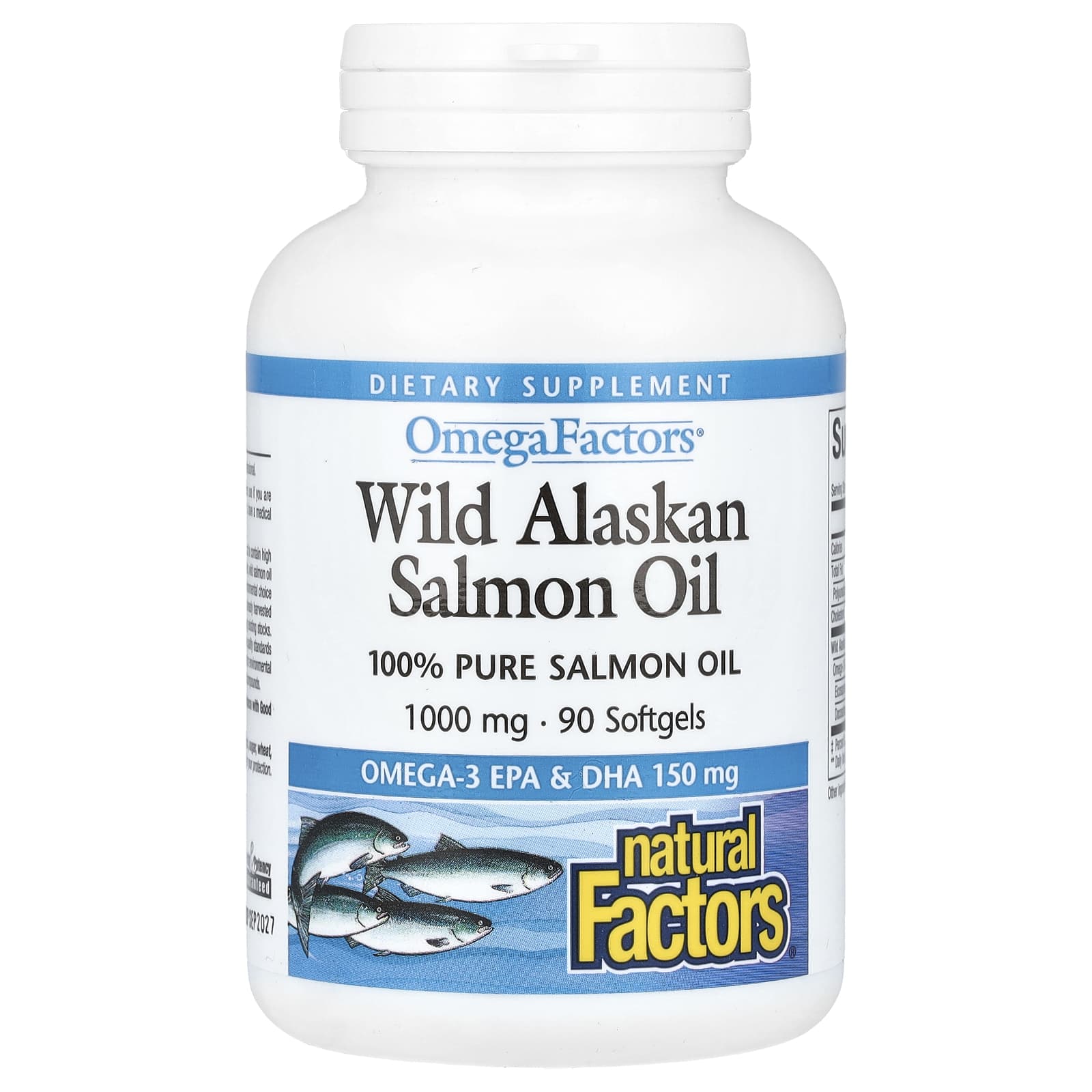 Natural Factors, OmegaFactors, Wild Alaskan Salmon Oil, 1,000 mg, 90 Softgels - B0001VV4GM