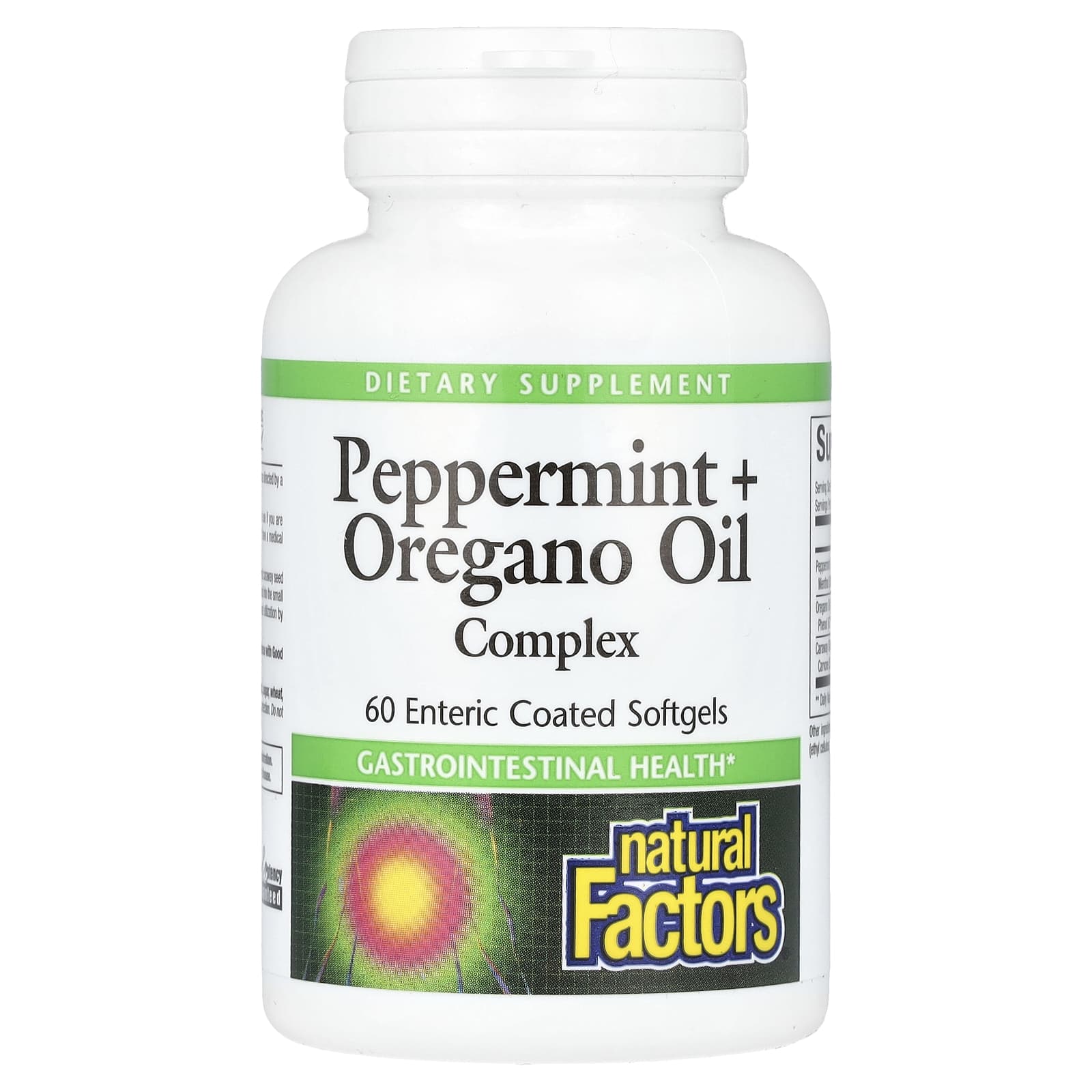 Natural Factors, Peppermint + Oregano Oil Complex, 60 Enteric Coated Softgels - B000RGDVDA
