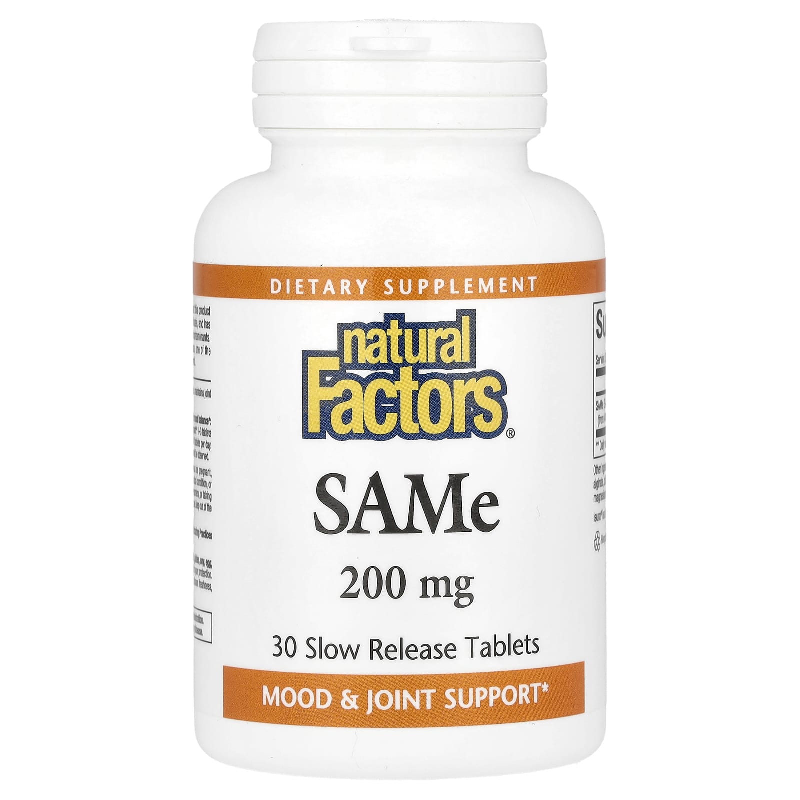Natural Factors, SAMe , 200 mg, 30 Slow Release Tablets - B00028N49E