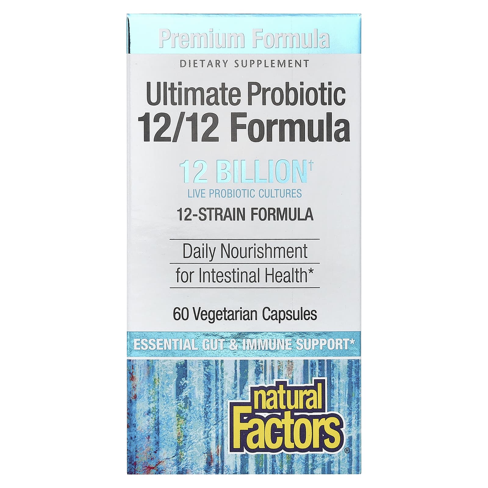 Natural Factors, Ultimate Probiotic, 12/12 Formula, 12 Billion, 60 Vegetarian Capsules - B0011FUREC