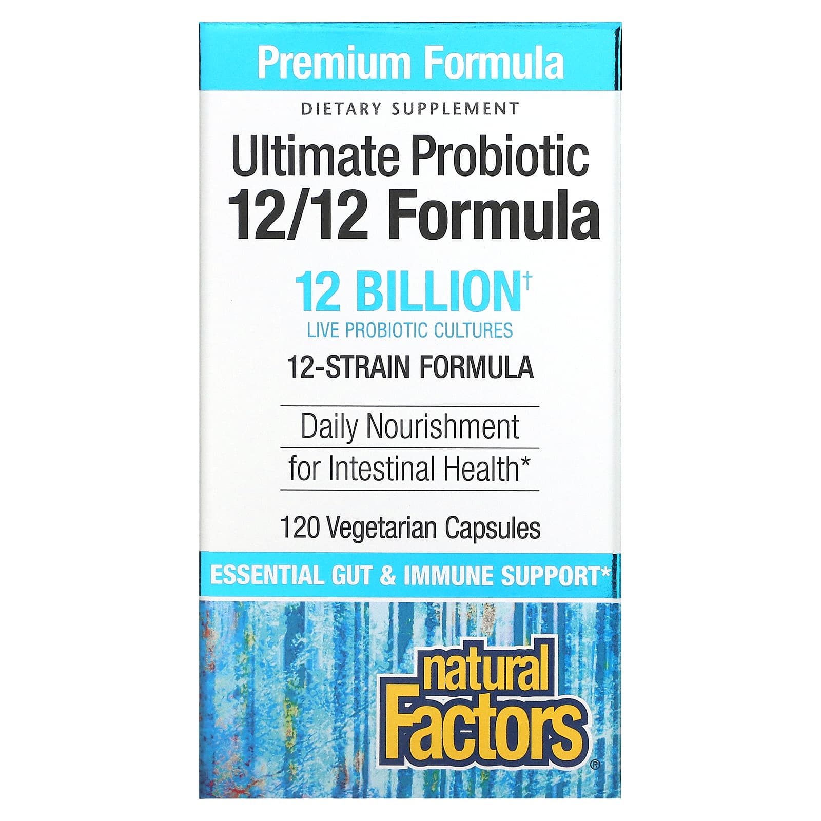Natural Factors, Ultimate Probiotic, 12/12 Formula, 12 Billion CFU, 120 Vegetarian Capsules - B007LEO14O