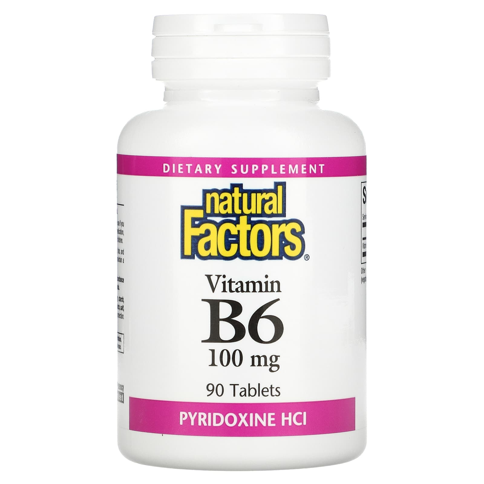Natural Factors, Vitamin B6, Pyridoxine HCl, 100 mg, 90 Tablets - B005XEF3S2